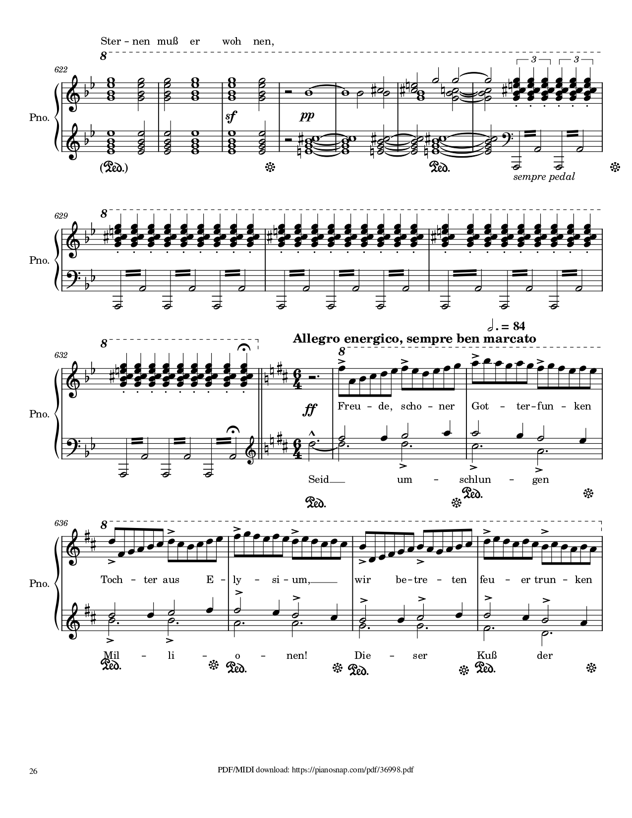 Trang 26 của Sheet nhạc PDF Piano bài hát Symphony no.9, 4th Movement, Ode to Joy Piano - Ludwig van Beethoven
