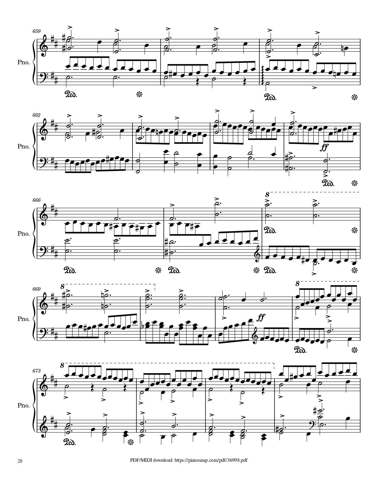 Trang 28 của Sheet nhạc PDF Piano bài hát Symphony no.9, 4th Movement, Ode to Joy Piano - Ludwig van Beethoven
