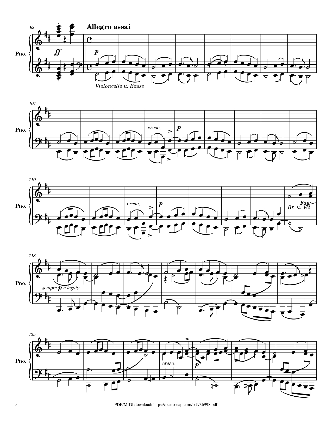 Trang 4 của Sheet nhạc PDF Piano bài hát Symphony no.9, 4th Movement, Ode to Joy Piano - Ludwig van Beethoven