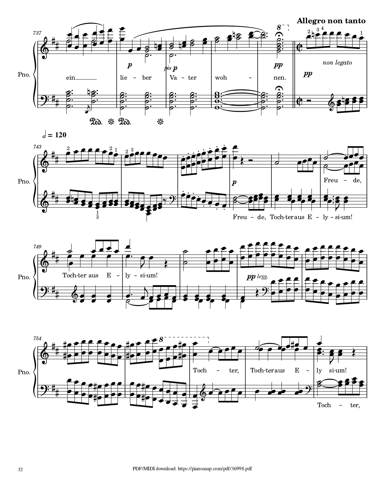 Trang 32 của Sheet nhạc PDF Piano bài hát Symphony no.9, 4th Movement, Ode to Joy Piano - Ludwig van Beethoven