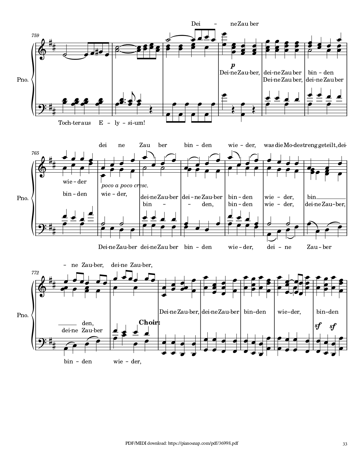 Trang 33 của Sheet nhạc PDF Piano bài hát Symphony no.9, 4th Movement, Ode to Joy Piano - Ludwig van Beethoven