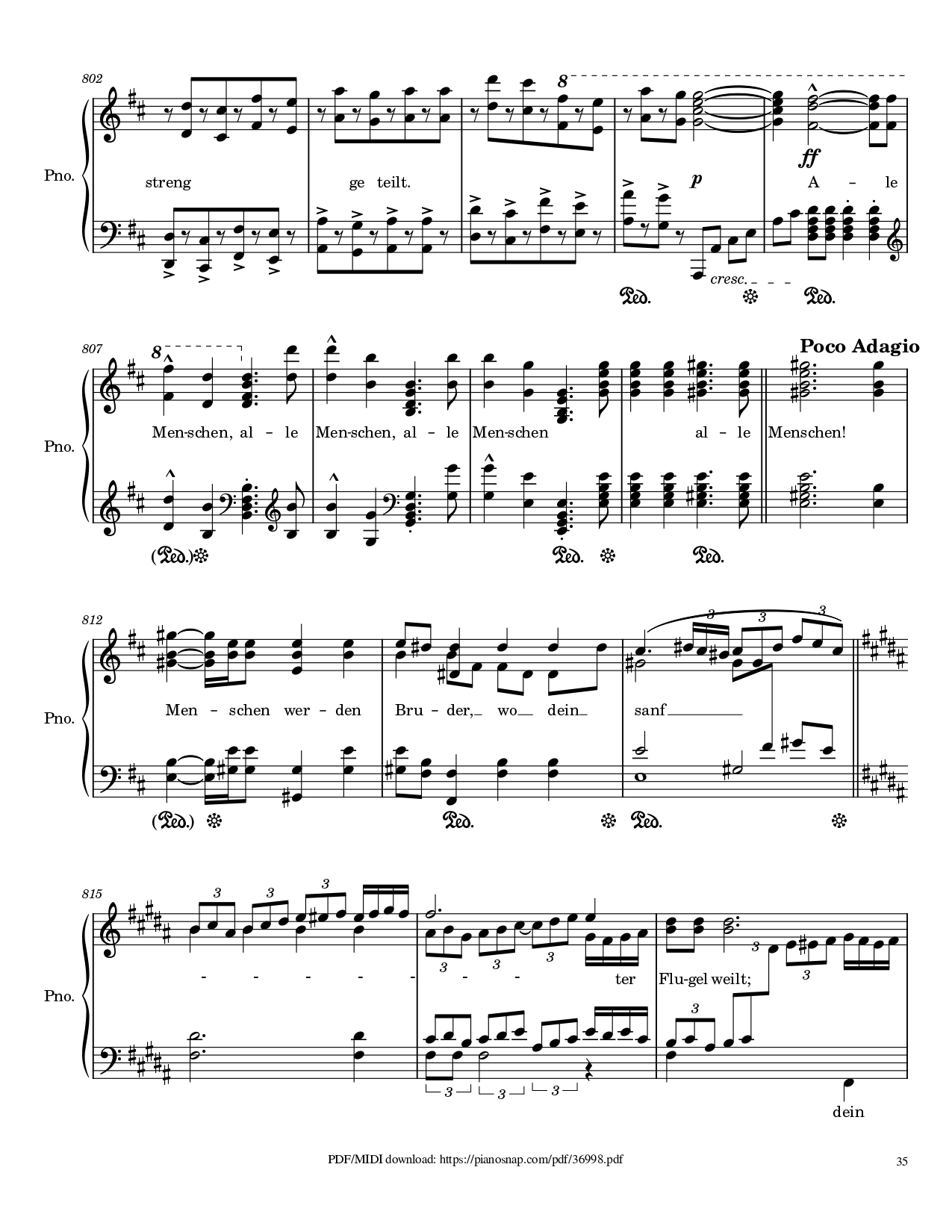 Trang 35 của Sheet nhạc PDF Piano bài hát Symphony no.9, 4th Movement, Ode to Joy Piano - Ludwig van Beethoven