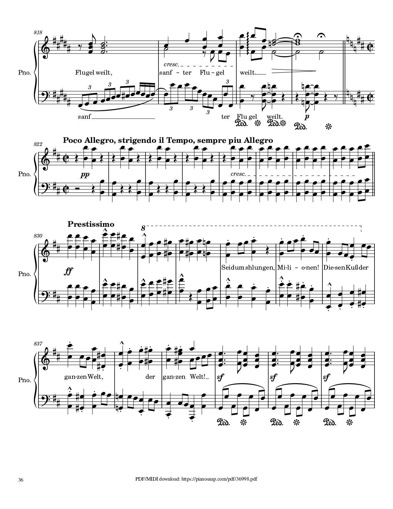 Trang 36 của Sheet nhạc PDF Piano bài hát Symphony no.9, 4th Movement, Ode to Joy Piano - Ludwig van Beethoven
