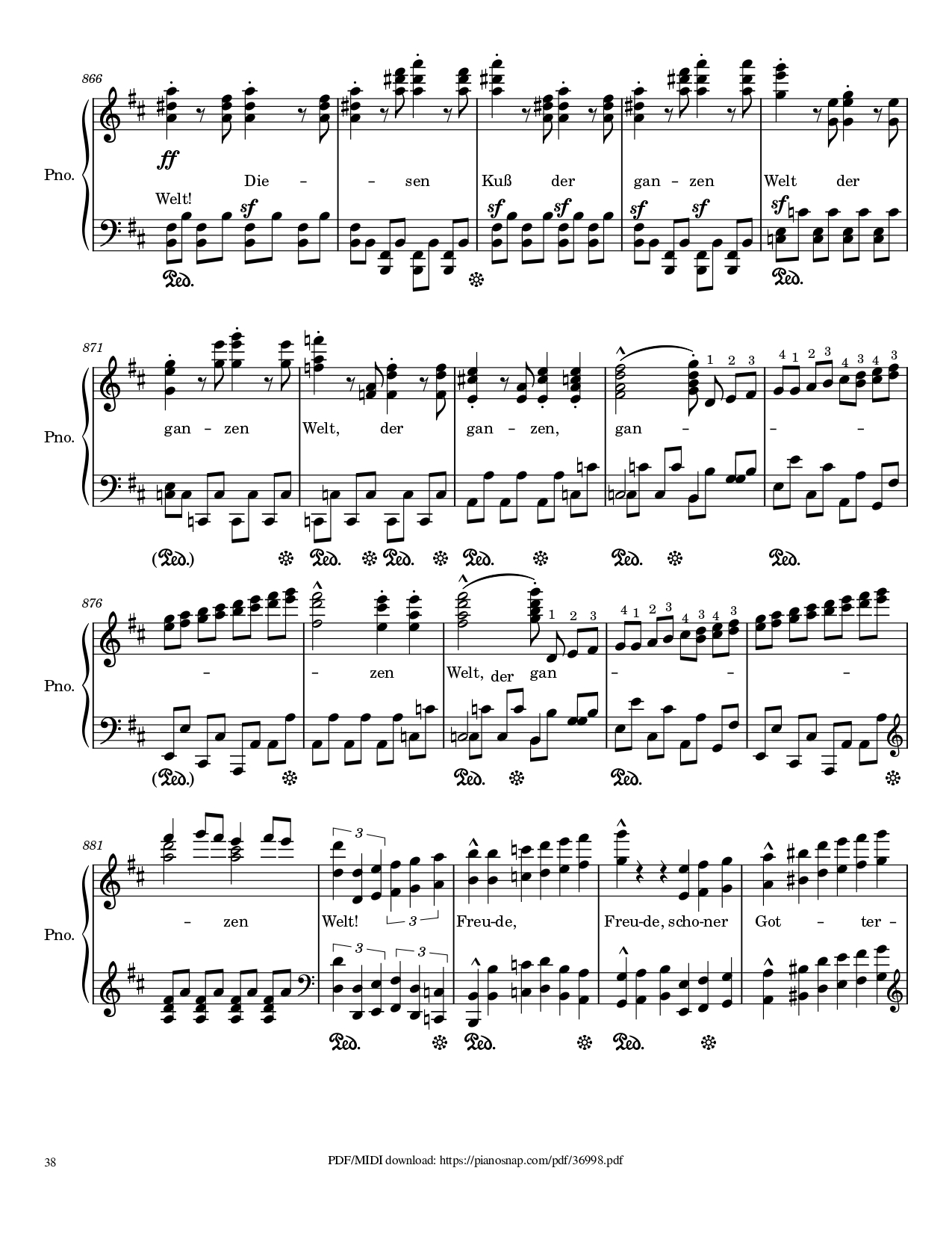 Trang 38 của Sheet nhạc PDF Piano bài hát Symphony no.9, 4th Movement, Ode to Joy Piano - Ludwig van Beethoven