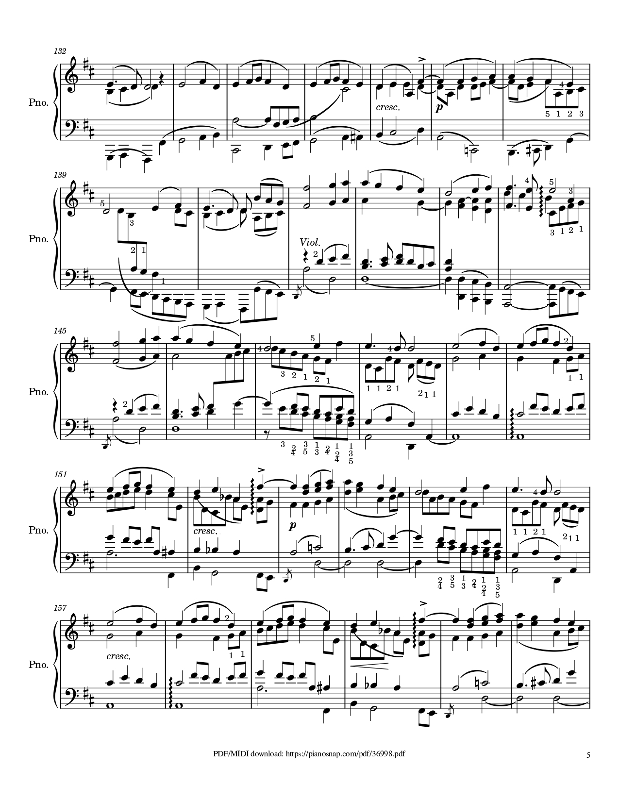 Trang 5 của Sheet nhạc PDF Piano bài hát Symphony no.9, 4th Movement, Ode to Joy Piano - Ludwig van Beethoven