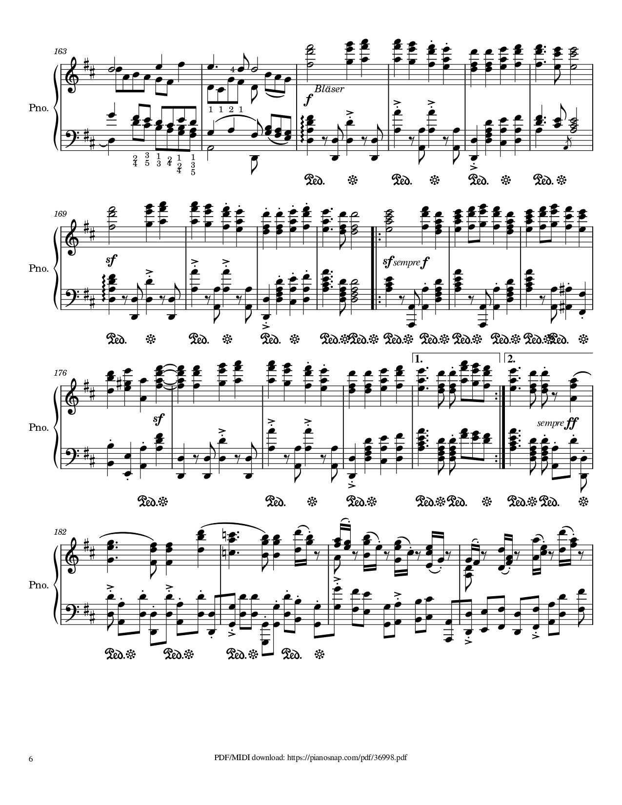 Trang 6 của Sheet nhạc PDF Piano bài hát Symphony no.9, 4th Movement, Ode to Joy Piano - Ludwig van Beethoven