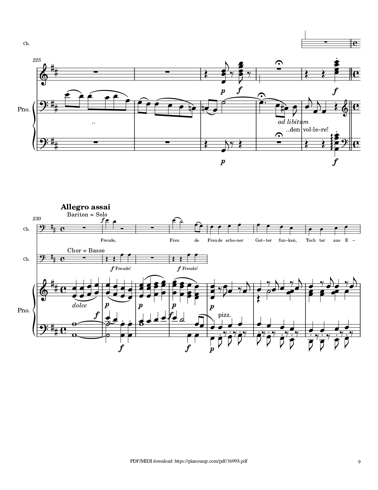 Trang 9 của Sheet nhạc PDF Piano bài hát Symphony no.9, 4th Movement, Ode to Joy Piano - Ludwig van Beethoven