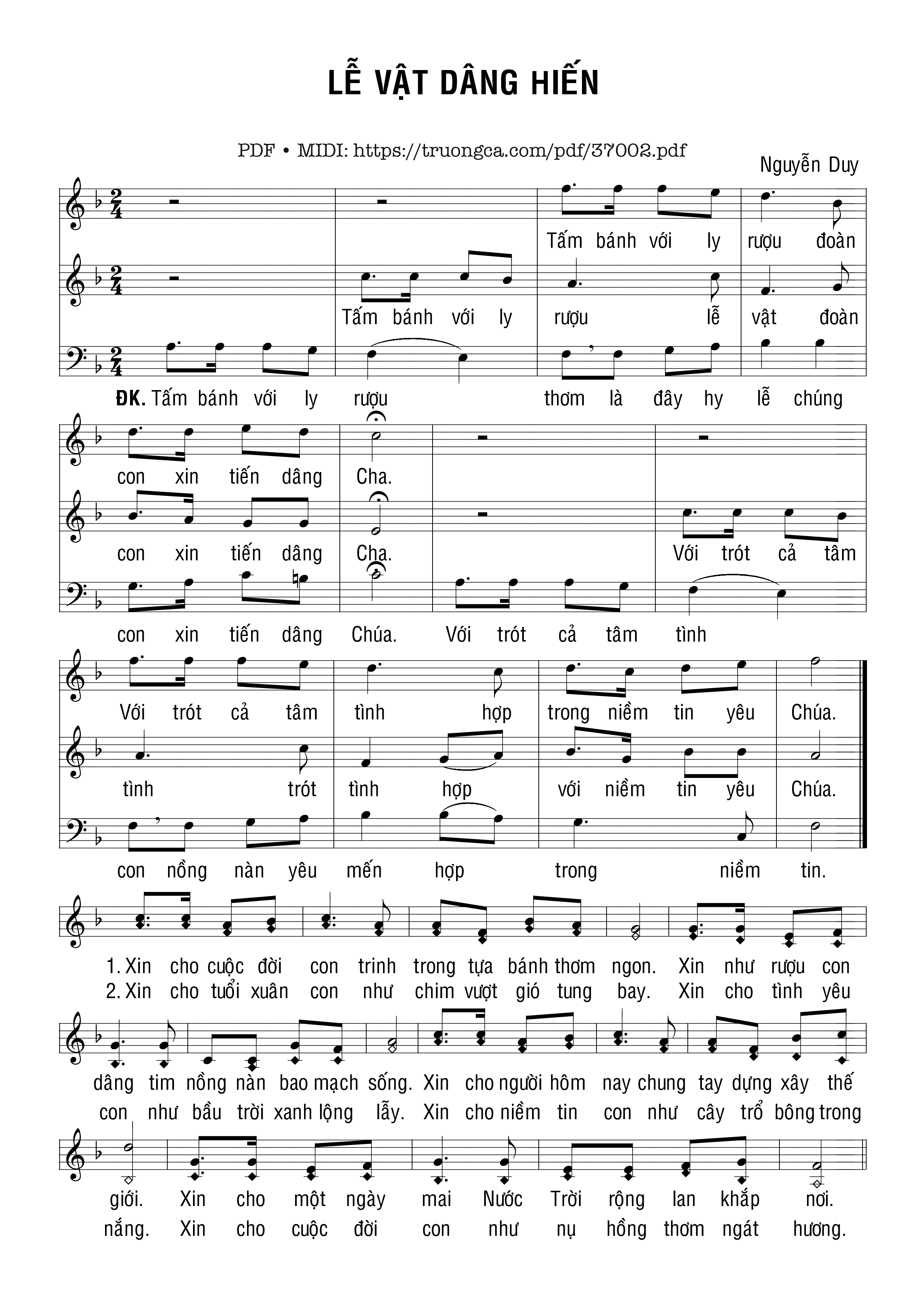 Trang 1 của Sheet nhạc PDF bài hát Lễ Vật Dâng Hiến - Nguyễn Duy