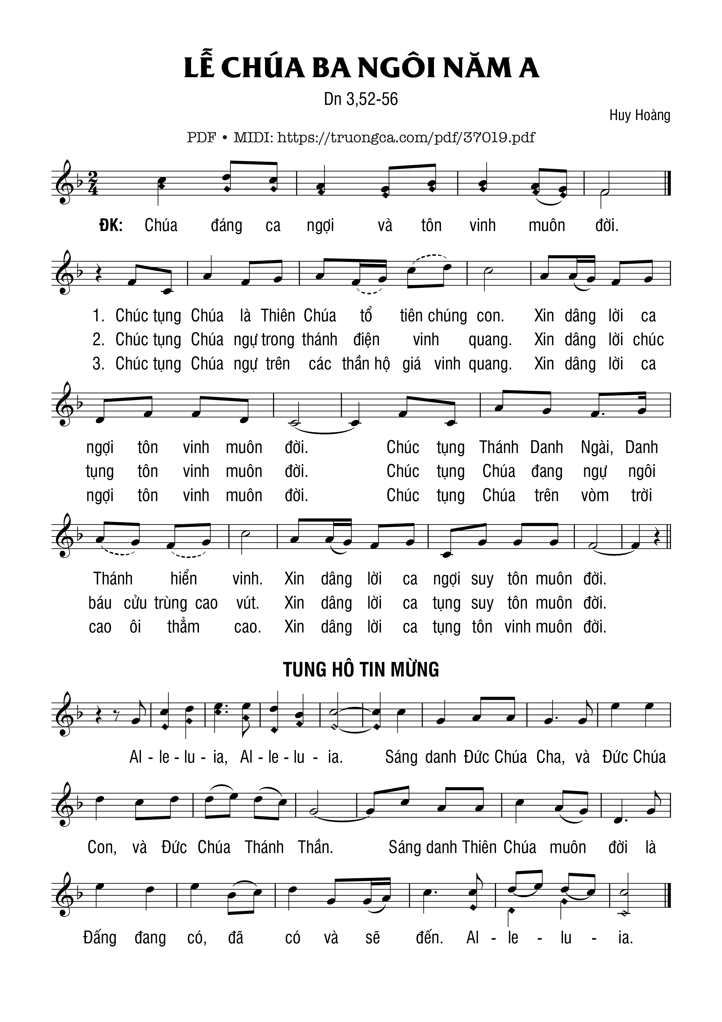 Trang 1 của Sheet nhạc PDF bài hát Lễ Chúa Ba Ngôi Năm A (Dn. 3) - Huy Hoàng