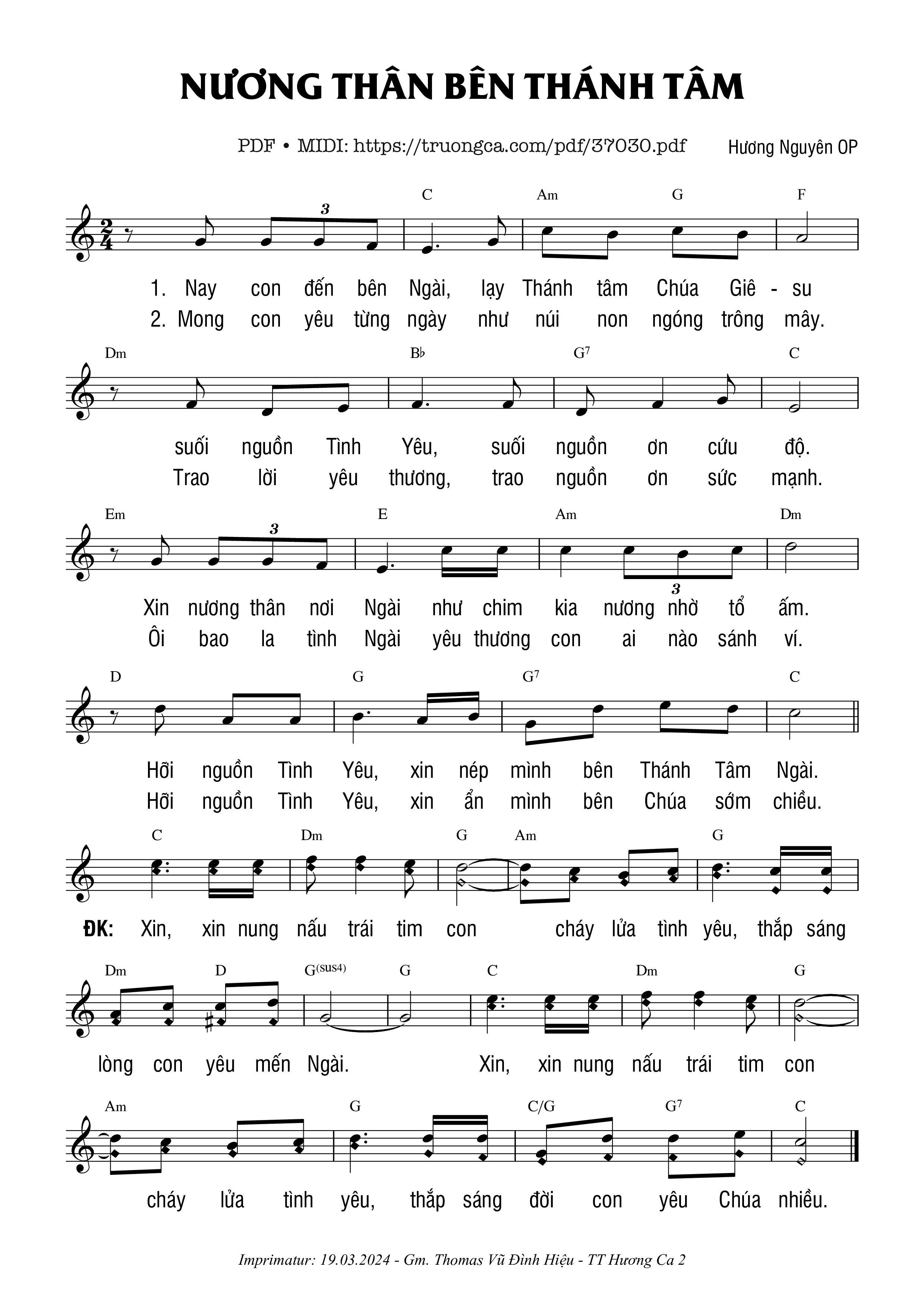 Sheet nhạc Nương Thân Bên Thánh Tâm