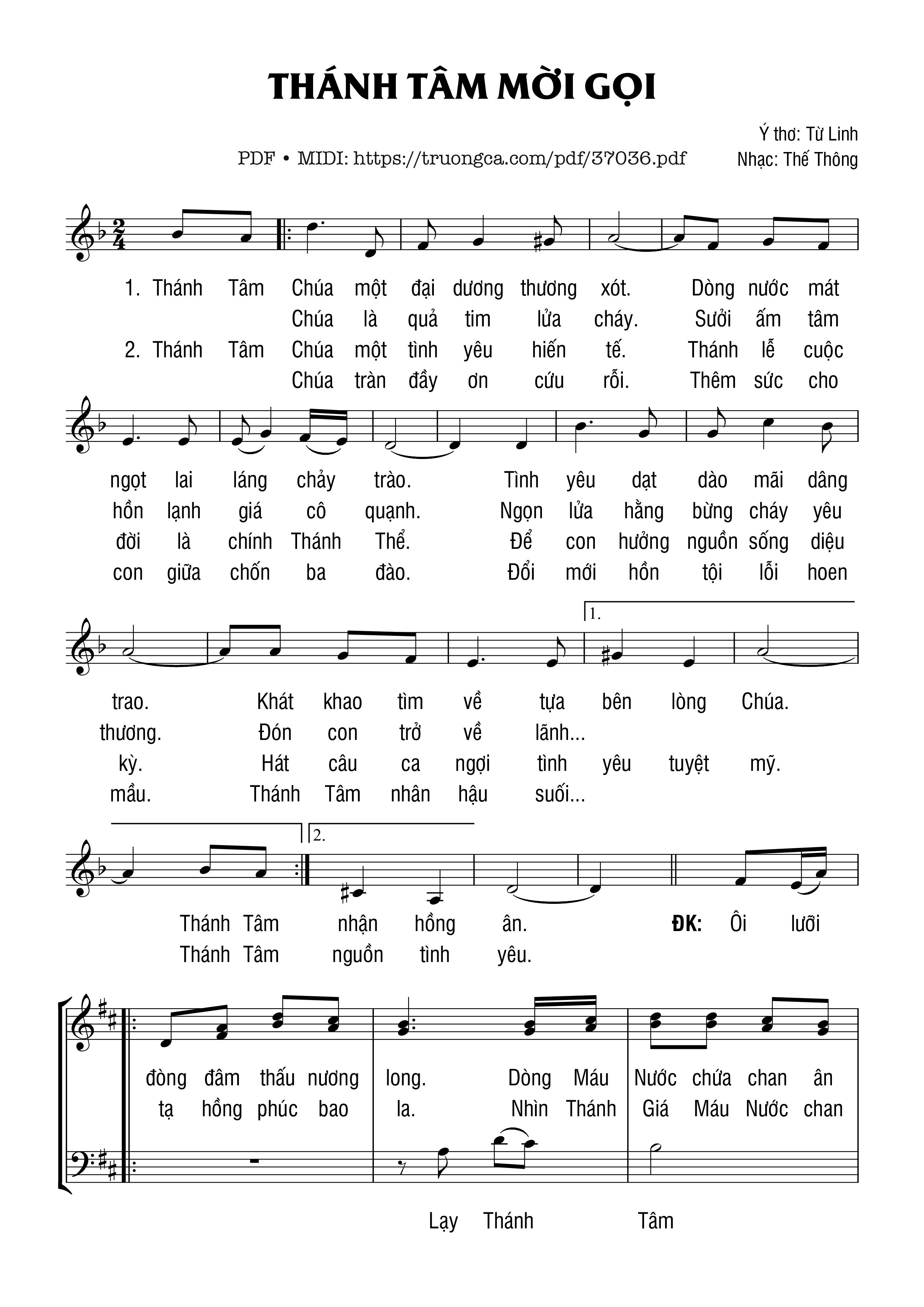 Trang 1 của Sheet nhạc PDF bài hát Thánh Tâm Mời Gọi - Thế Thông