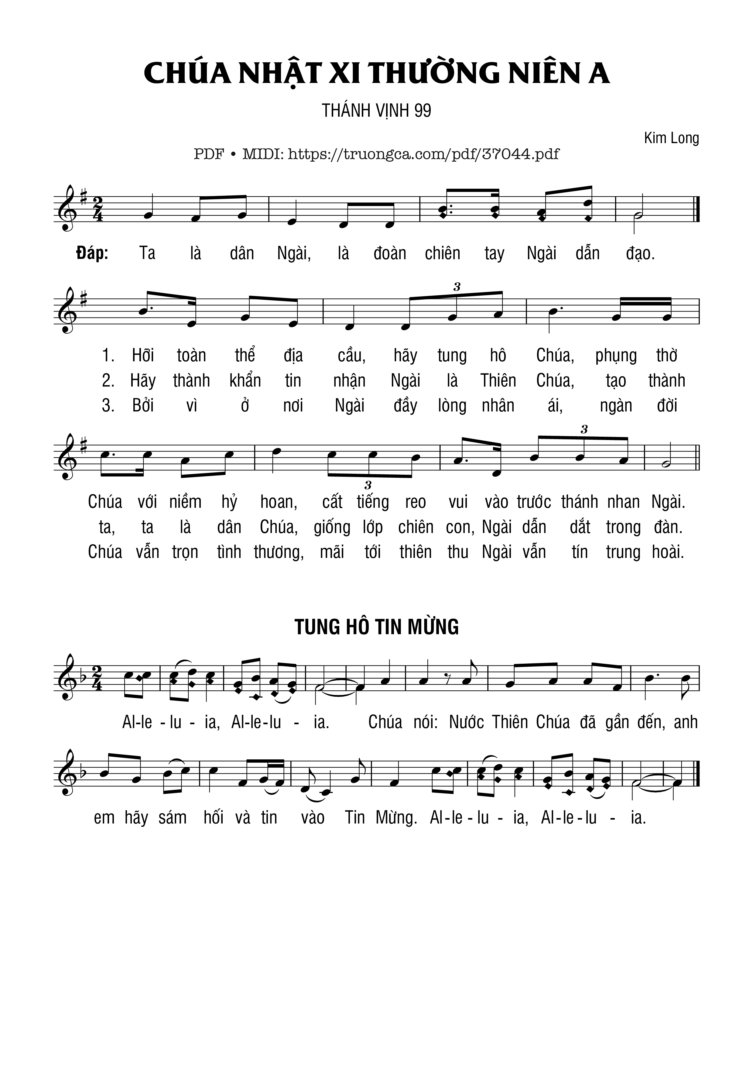 Trang 1 của Sheet nhạc PDF bài hát Thánh Vịnh 99, Chúa Nhật 11A Thường Niên - Kim Long