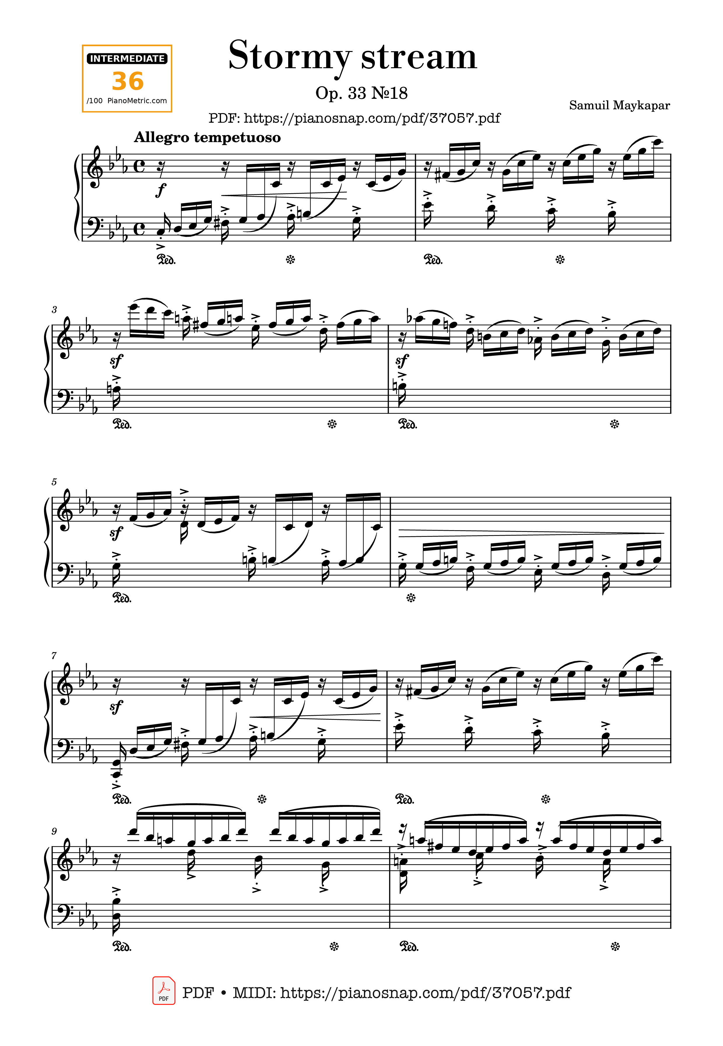 Sheet nhạc Etude Op. 33 No. 18 Stormy stream
