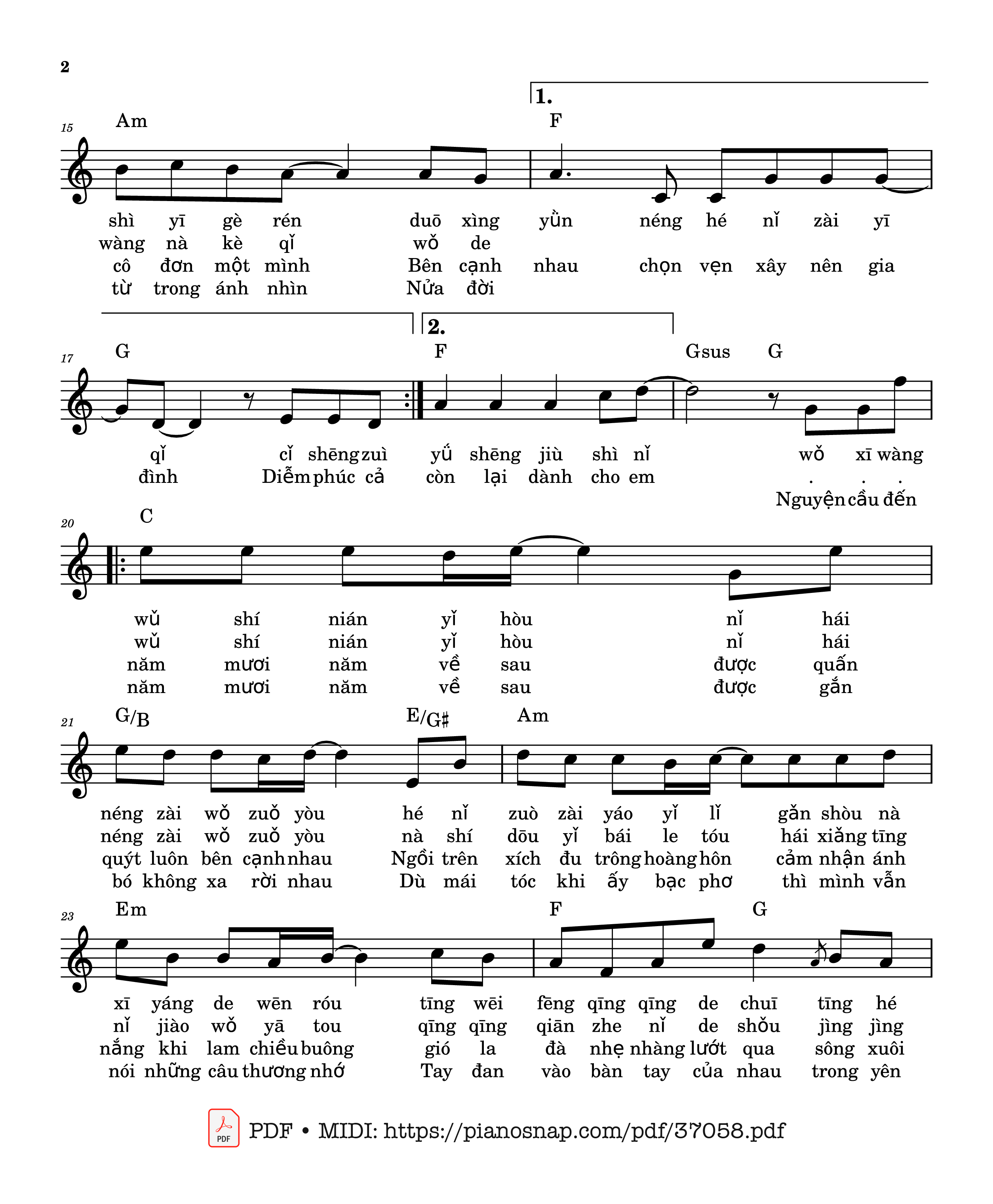 Trang 2 của Sheet nhạc PDF Piano bài hát Năm Mươi Năm Về Sau - lời việt - Ly Zhong Yi