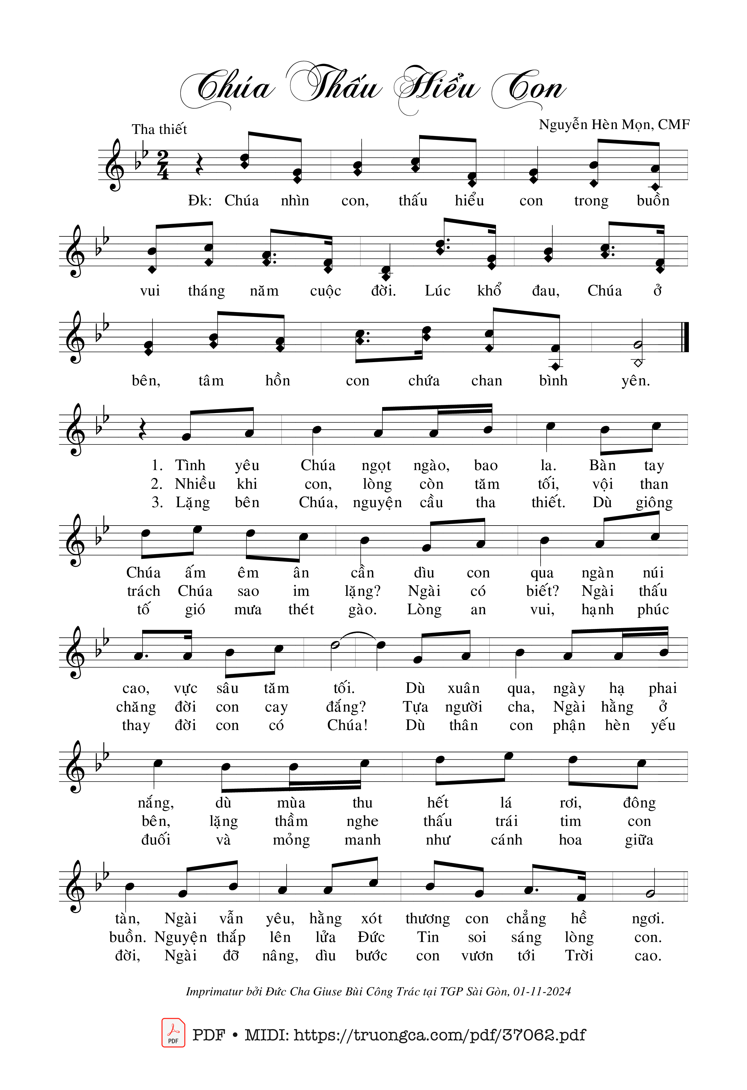 Trang 1 của Sheet nhạc PDF bài hát Chúa Thấu Hiểu Con - Nguyễn Hèn Mọn