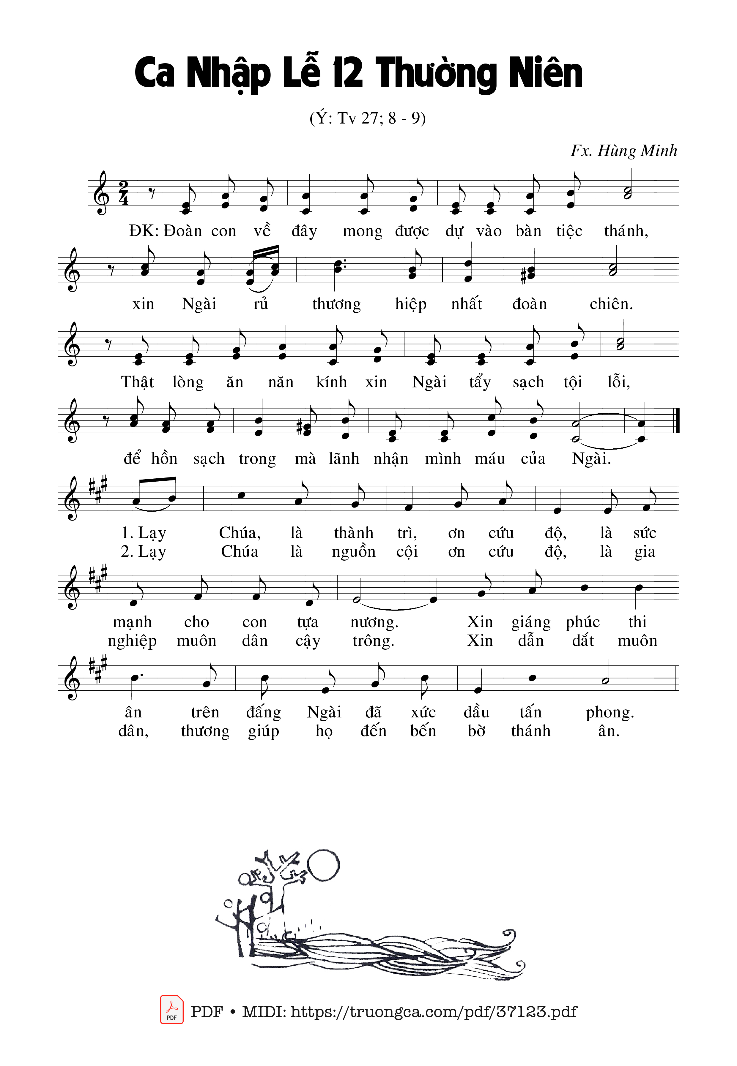 Trang 1 của Sheet nhạc PDF bài hát Thánh Vịnh 27, Ca Nhập Lễ 12 Thường Niên - Trần Hùng Minh