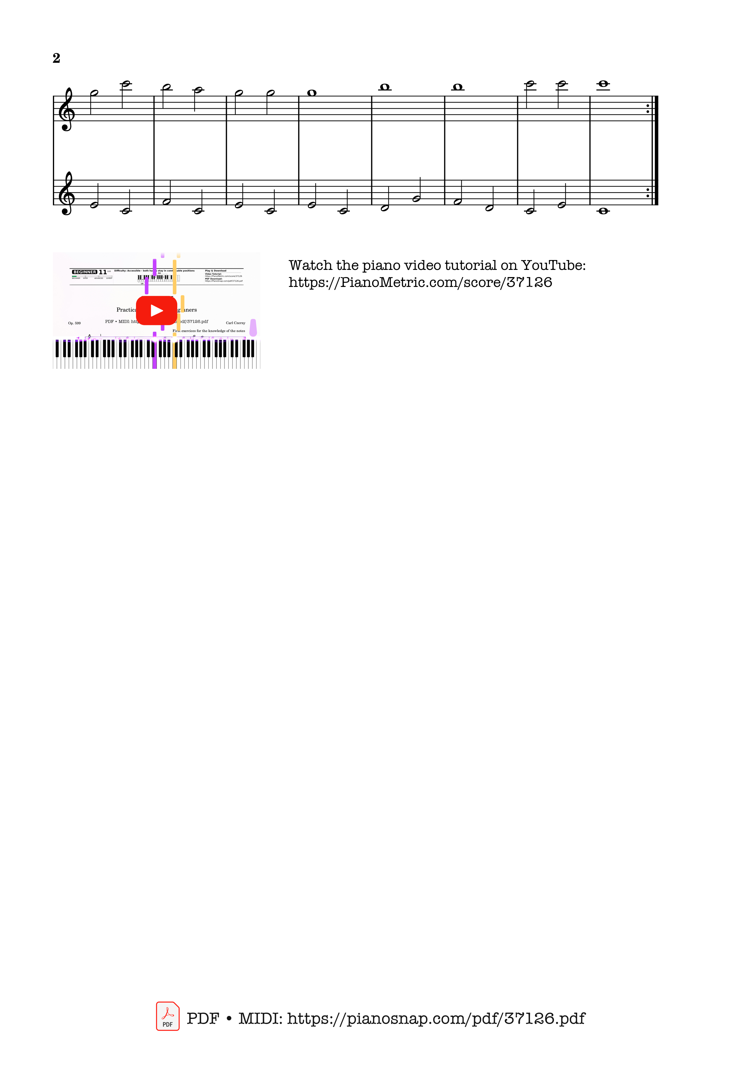 Trang 2 của Sheet nhạc PDF bài hát CZERNY - Practical Method for Beginners, Op. 599, No. 1-2 - Carl Czerny
