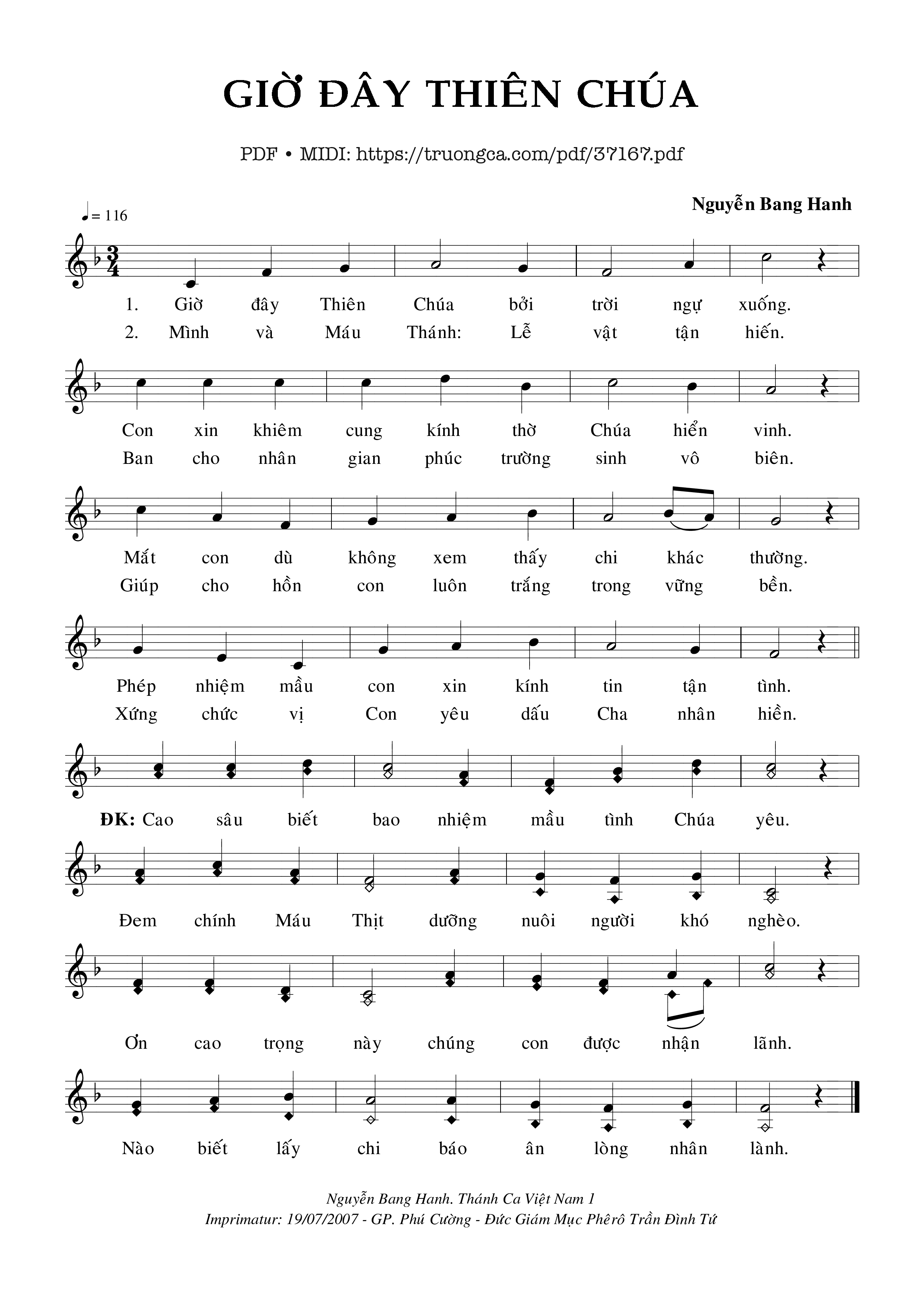 Trang 1 của Sheet nhạc PDF bài hát Giờ Đây Thiên Chúa - Nguyễn Bang Hanh
