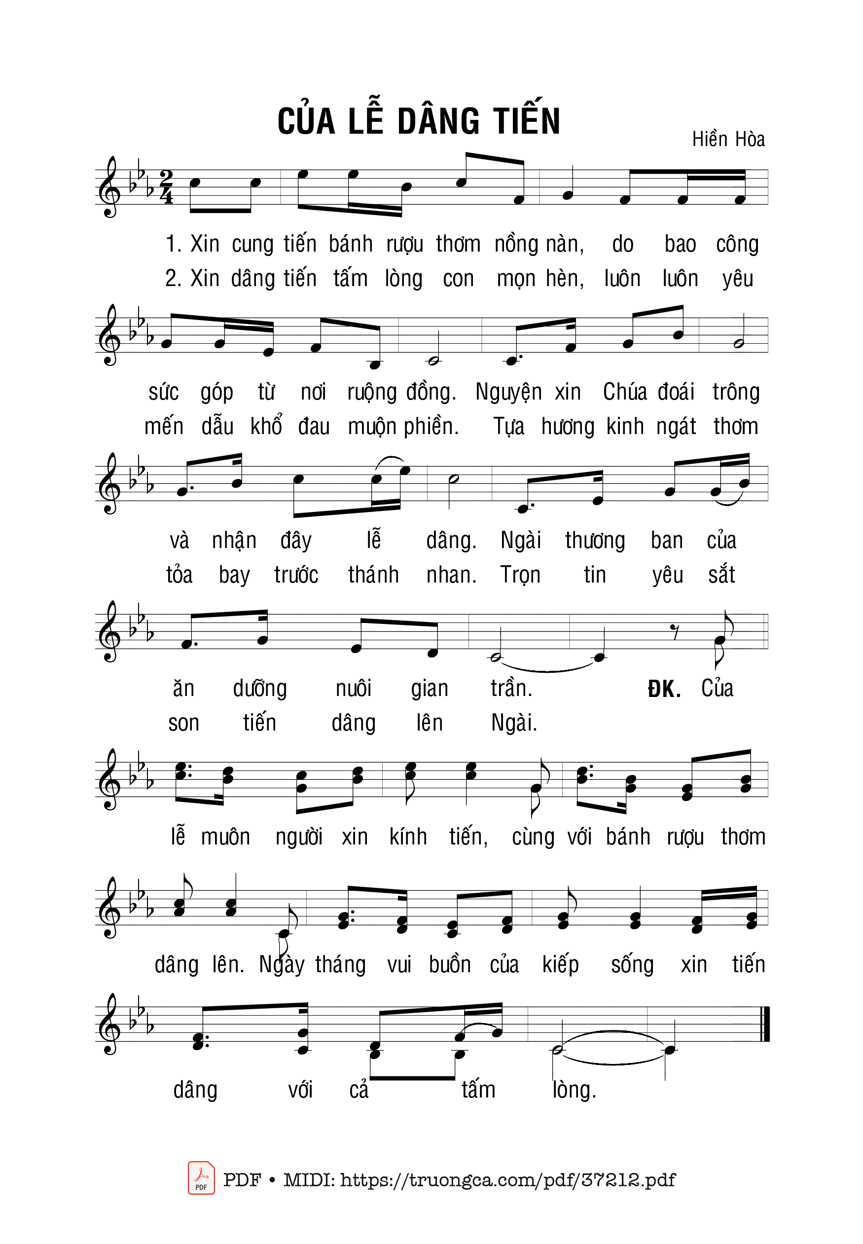 Trang 1 của Sheet nhạc PDF bài hát Của Lễ Dâng Tiến - Hiền Hòa