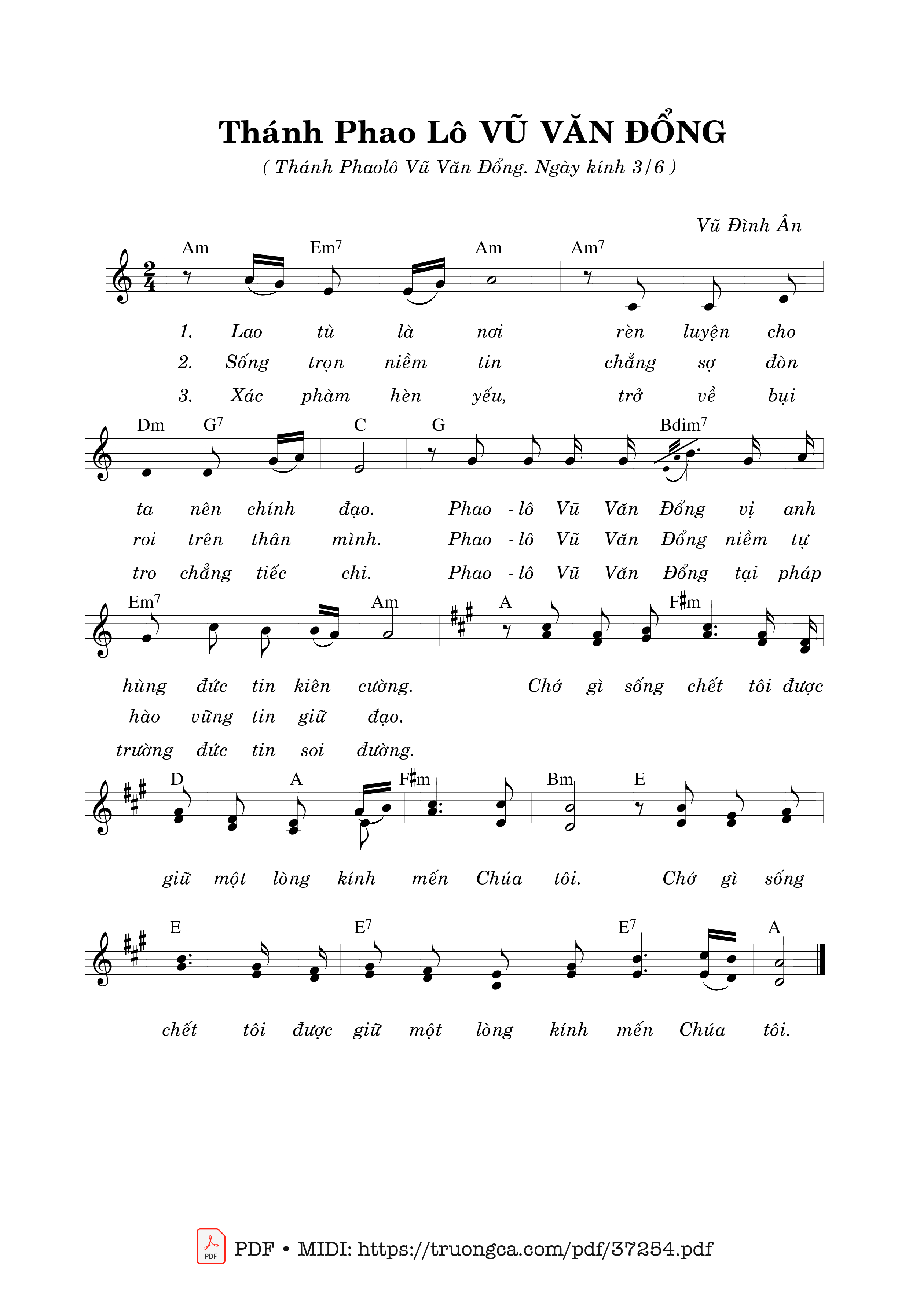 Trang 1 của Sheet nhạc PDF bài hát Thánh Phao-Lô Vũ Văn Đổng (03.06) - Vũ Đình Ân