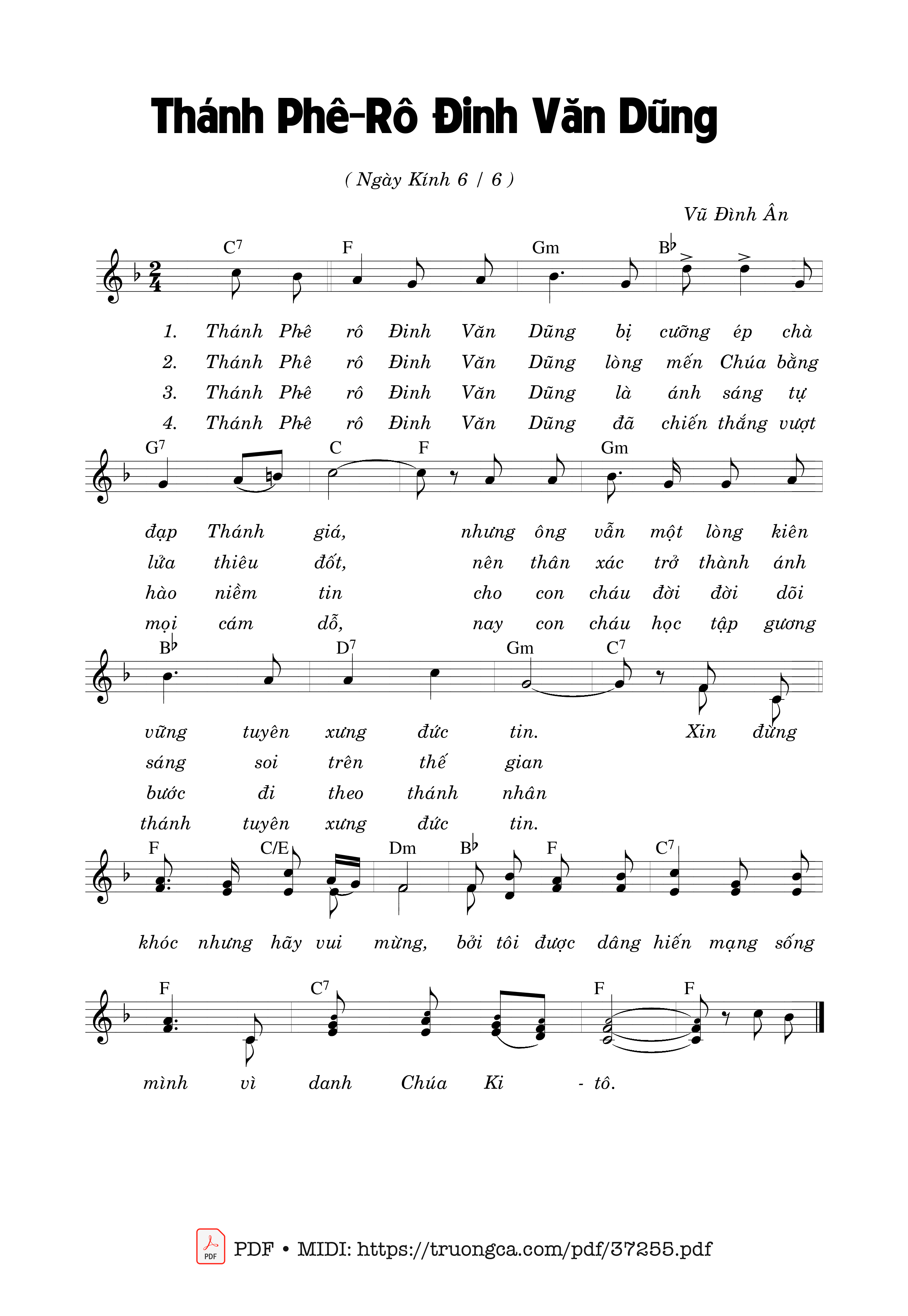 Trang 1 của Sheet nhạc PDF bài hát Thánh Phê-Rô Đinh Văn Dũng (06.06) - Vũ Đình Ân