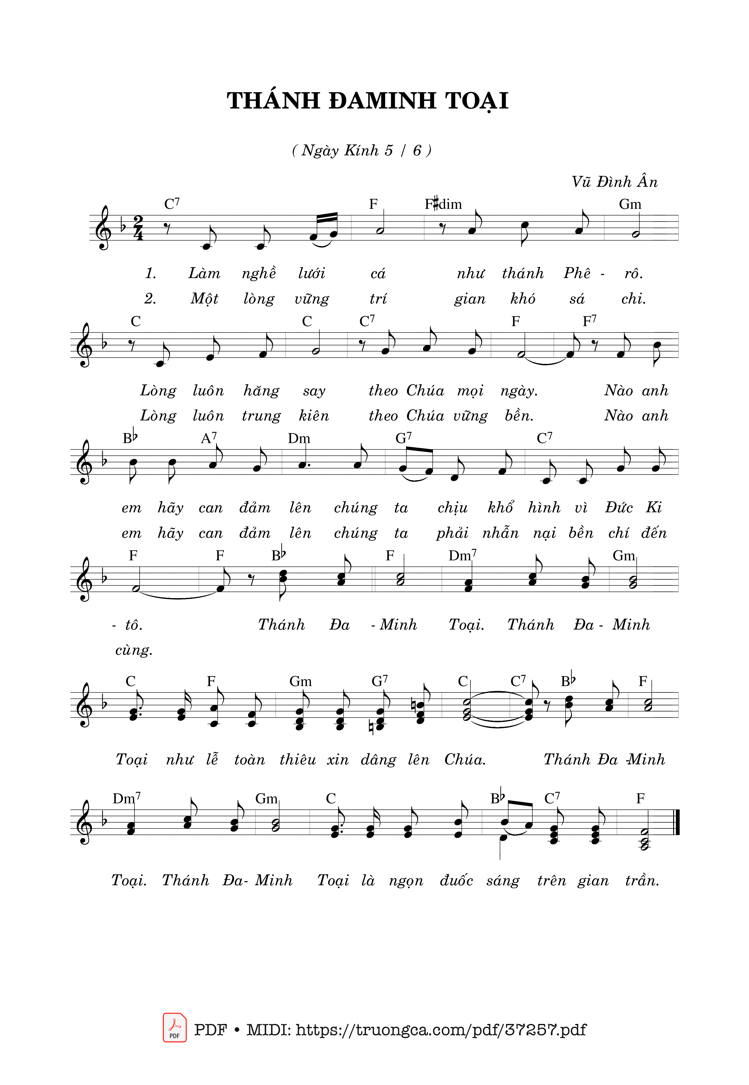 Sheet nhạc Thánh Đa-Minh Toại (05.06)