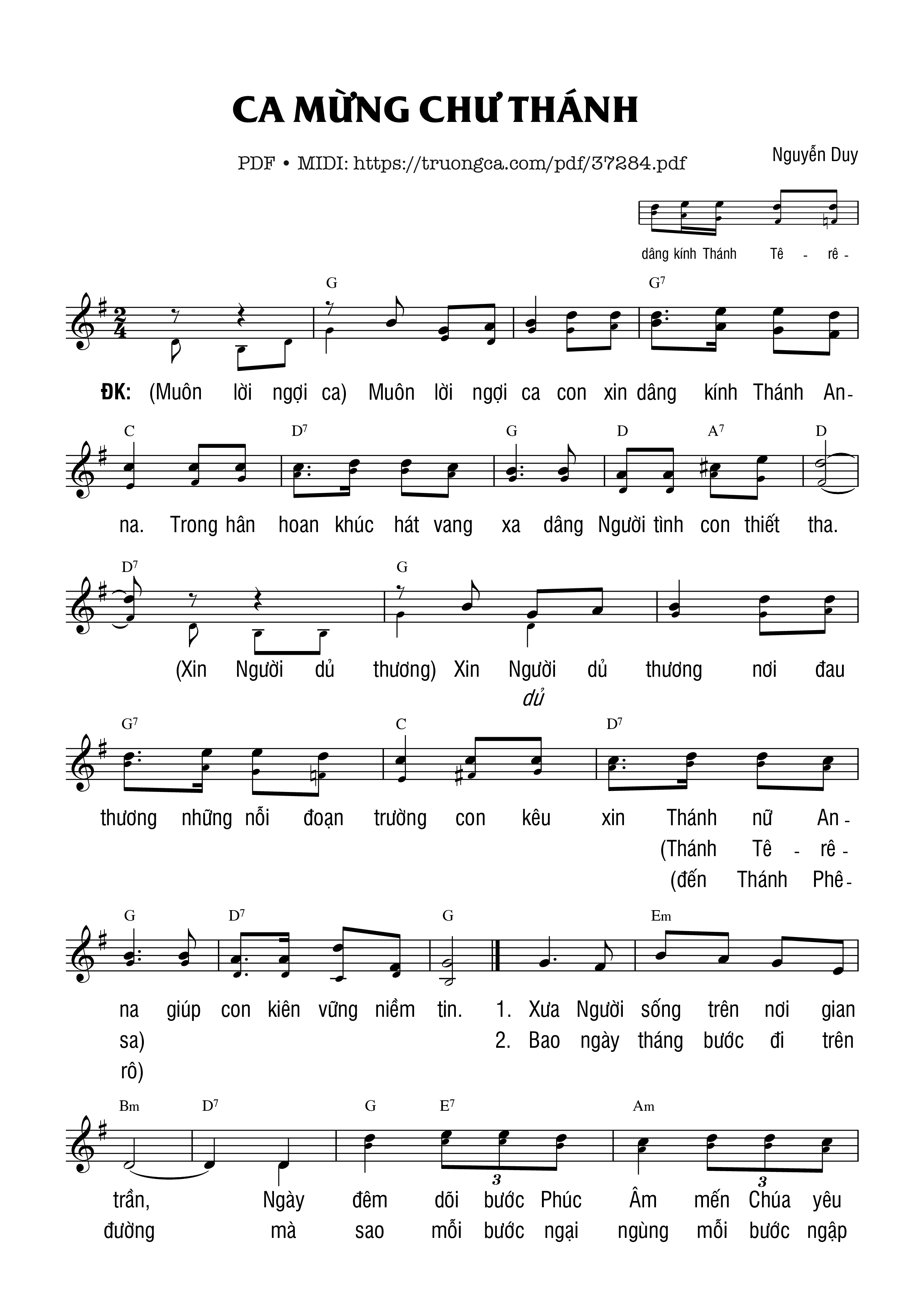 Trang 1 của Sheet nhạc PDF bài hát Ca Mừng Chư Thánh - Nguyễn Duy