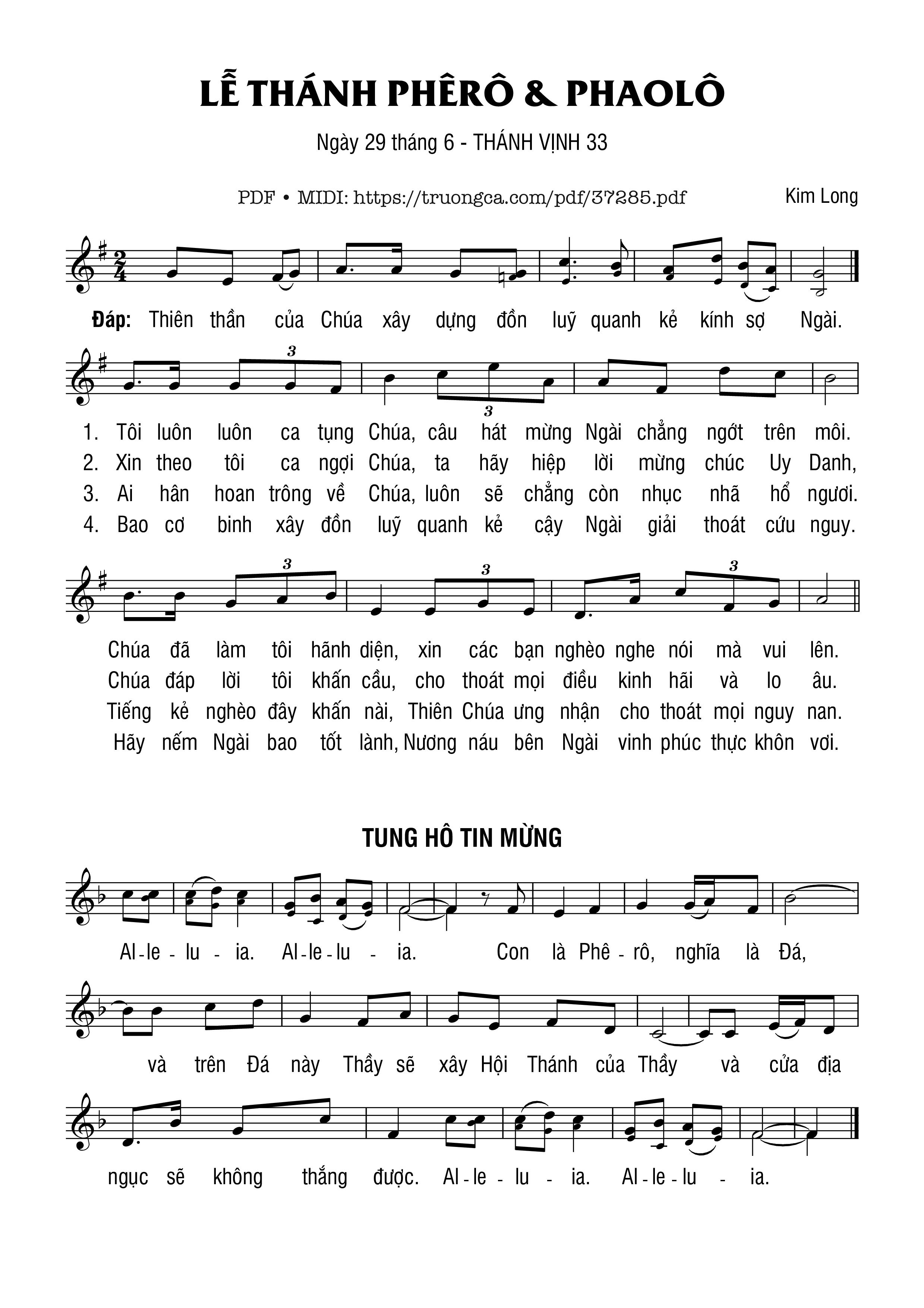 Trang 1 của Sheet nhạc PDF bài hát Thánh Vịnh 33, Lễ Thánh Phê-Rô Và Phao-Lô - Kim Long