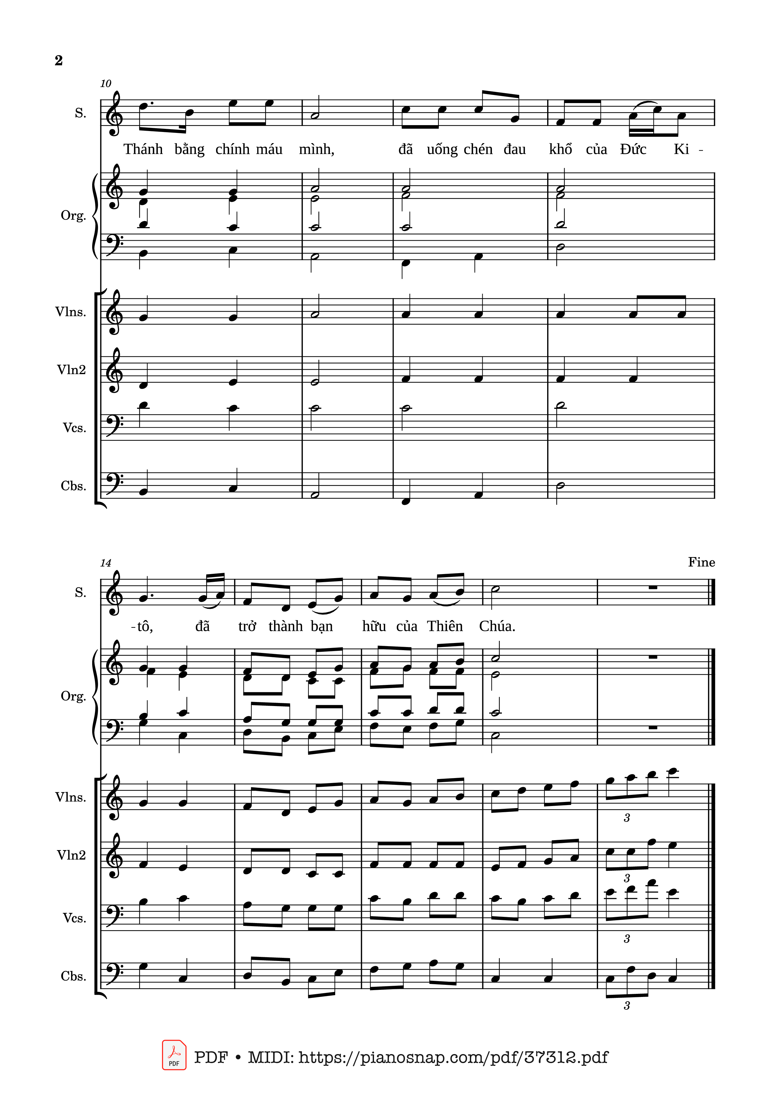 Trang 2 của Sheet nhạc PDF bài hát Ca Nhập Lễ Thánh Phero - Phaolo - Kim Long