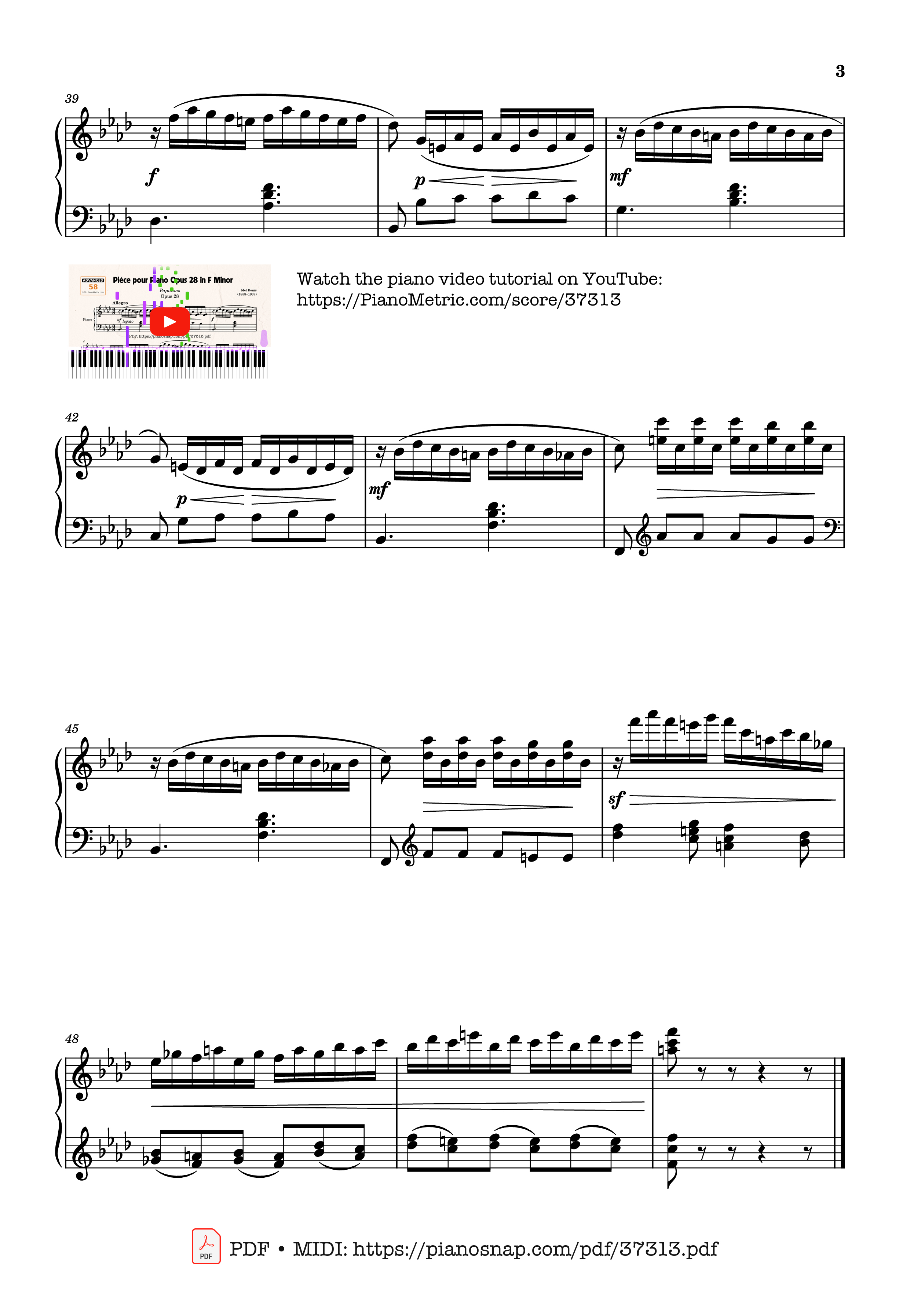 Trang 3 của Sheet nhạc PDF Piano bài hát Pièce pour Piano Opus 28 in F Minor - Mel Bonis