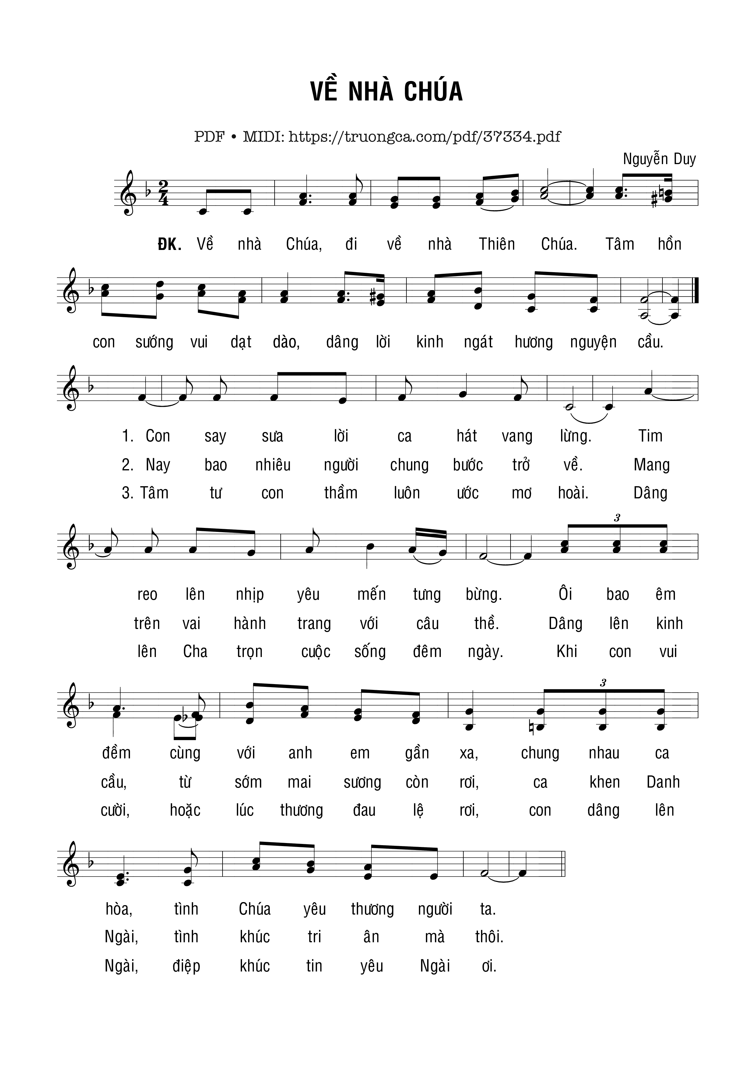 Trang 1 của Sheet nhạc PDF bài hát Về Nhà Chúa 1 - Nguyễn Duy