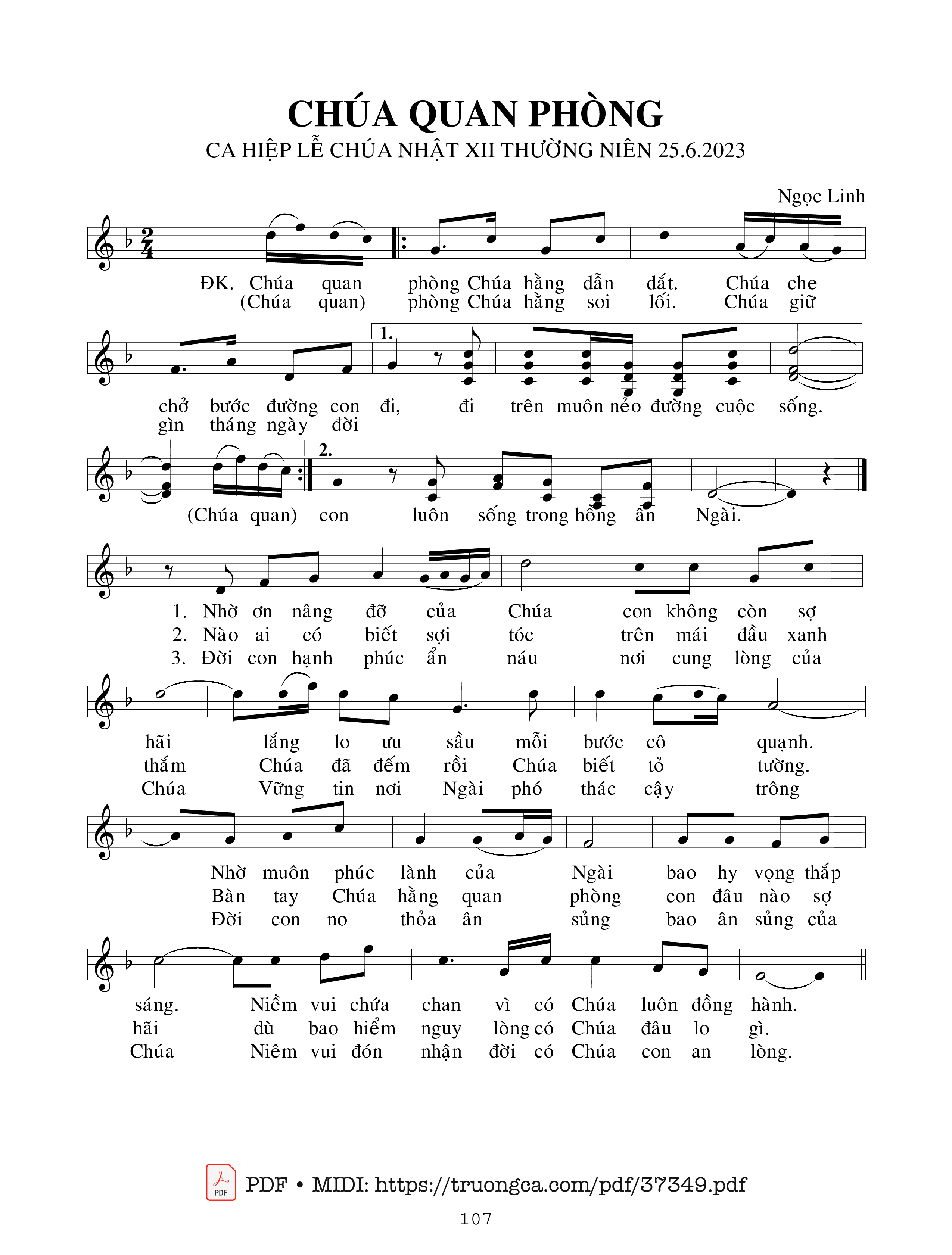 Trang 1 của Sheet nhạc PDF bài hát Chúa Quan Phòng - Ngọc Linh