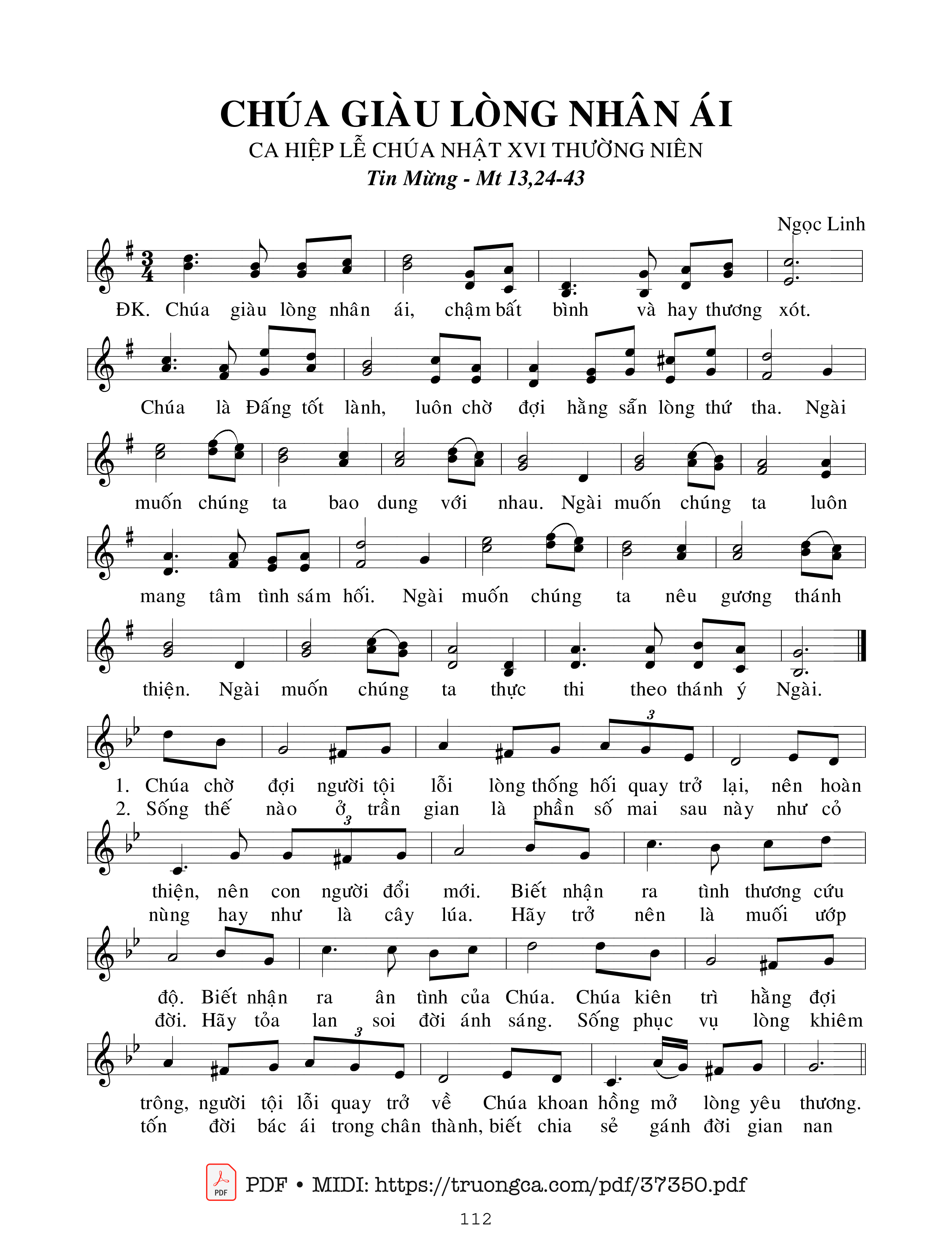 Trang 1 của Sheet nhạc PDF bài hát Chúa Giàu Lòng Nhân Ái - Ngọc Linh
