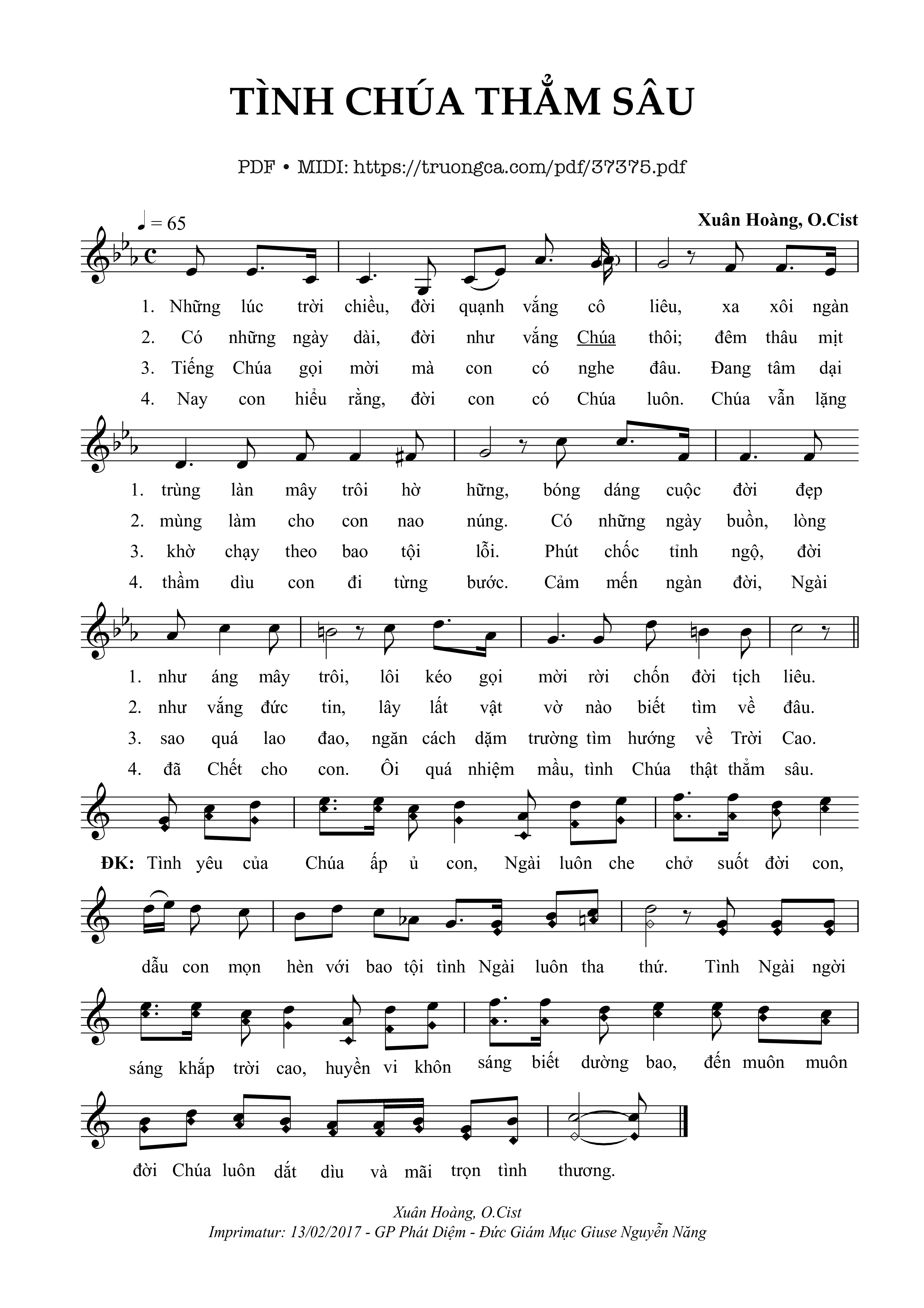 Trang 1 của Sheet nhạc PDF bài hát Tình Chúa Thẳm Sâu - Xuân Hoàng
