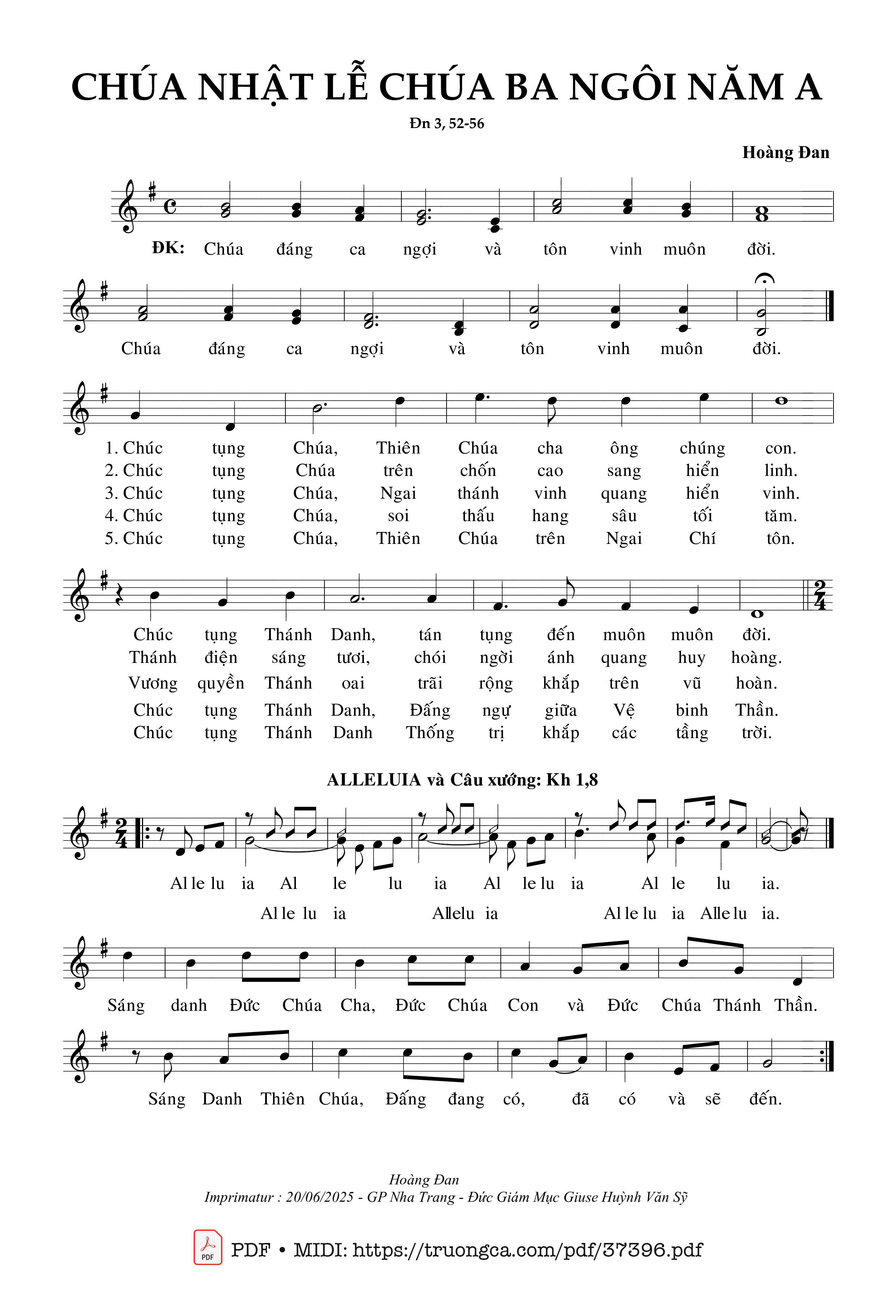 Trang 1 của Sheet nhạc PDF bài hát Lễ Chúa Ba Ngôi A (Dn. 3) - Hoàng Đan