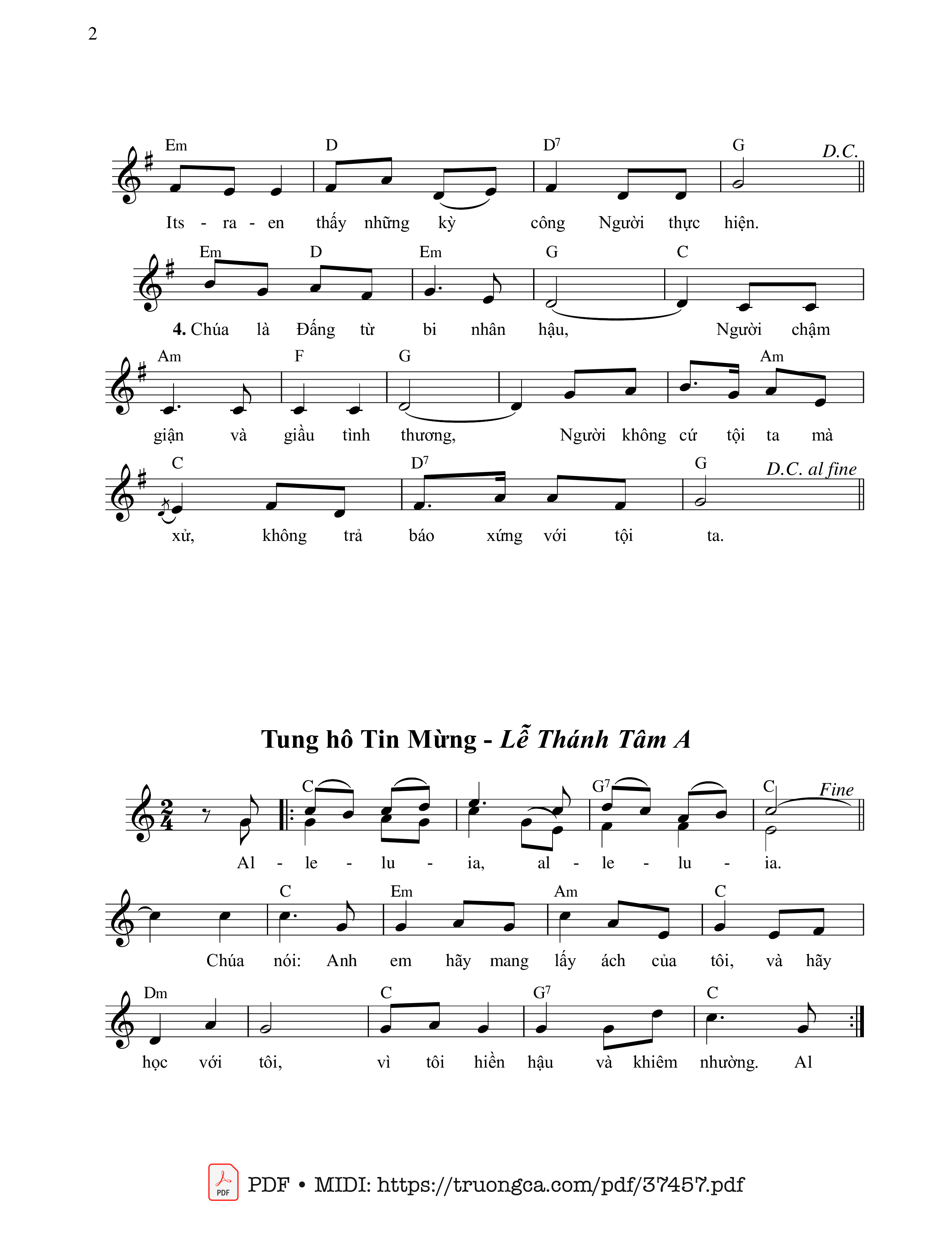 Trang 2 của Sheet nhạc PDF bài hát Thánh Vịnh 102, Ân Tình Chúa - Ngọc Cẩn