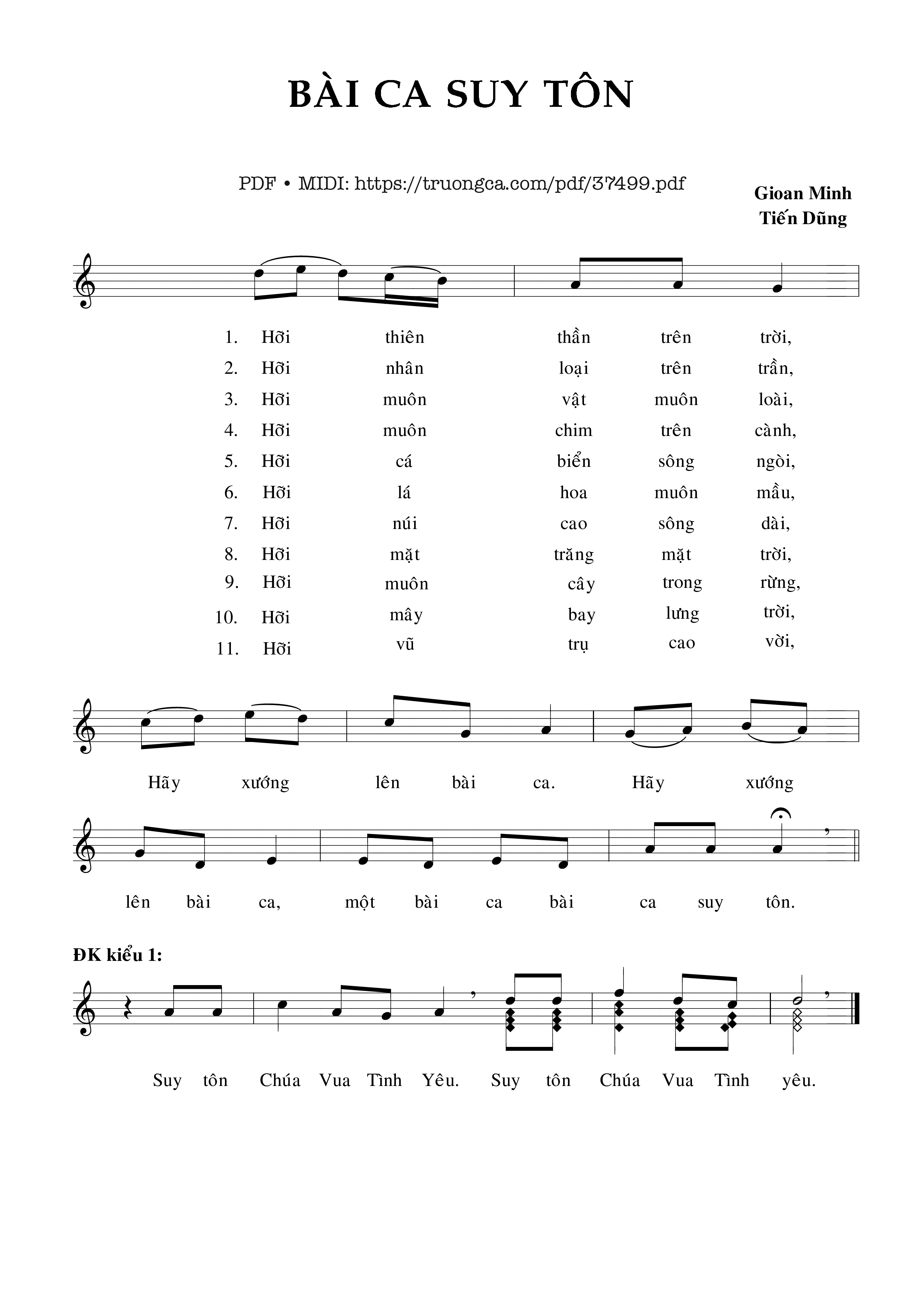 Trang 1 của Sheet nhạc PDF bài hát Bài Ca Suy Tôn - Gioan Minh &Amp; Tiến Dũng
