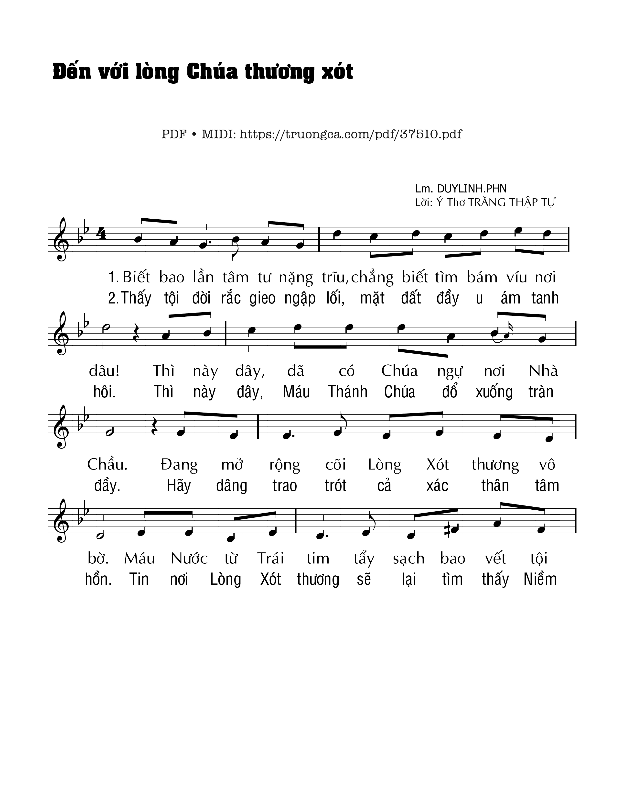 Trang 1 của Sheet nhạc PDF bài hát Đến Với Lòng Thương Xót Chúa - Duy Linh Phn