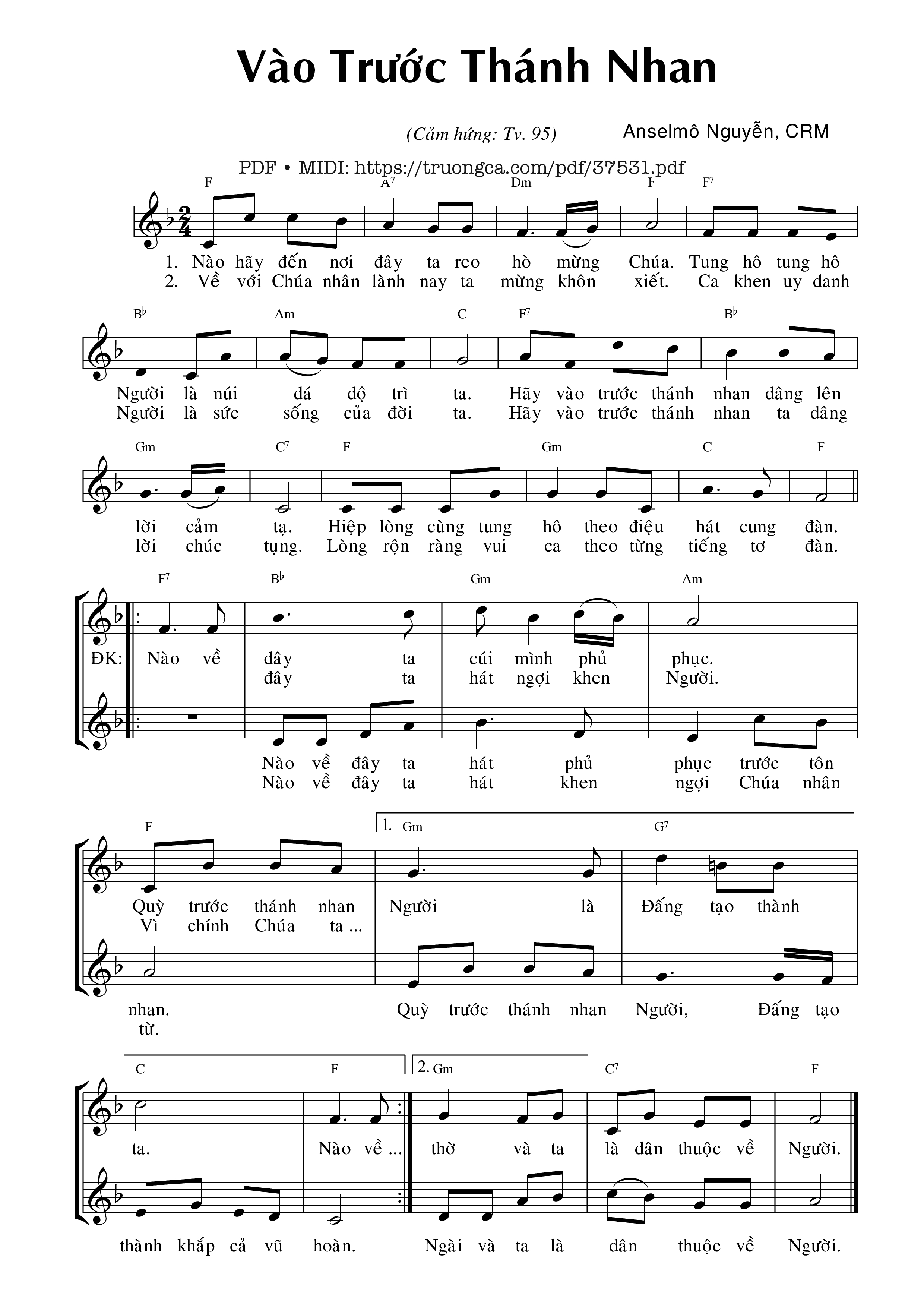Trang 1 của Sheet nhạc PDF bài hát Vào Trước Thánh Nhan - Anselmô Nguyễn