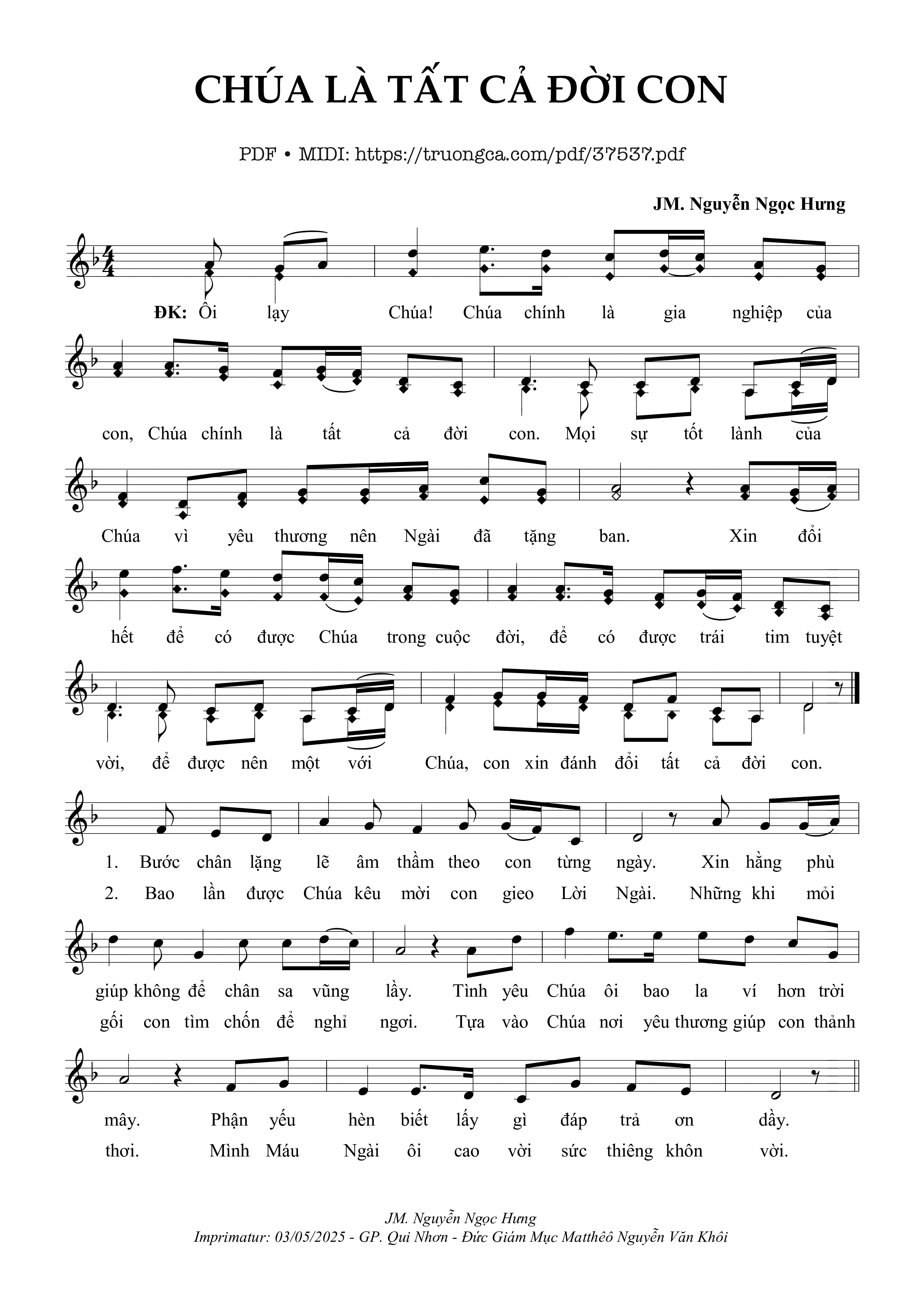 Trang 1 của Sheet nhạc PDF bài hát Chúa Là Tất Cả Đời Con - Nguyễn Ngọc Hưng