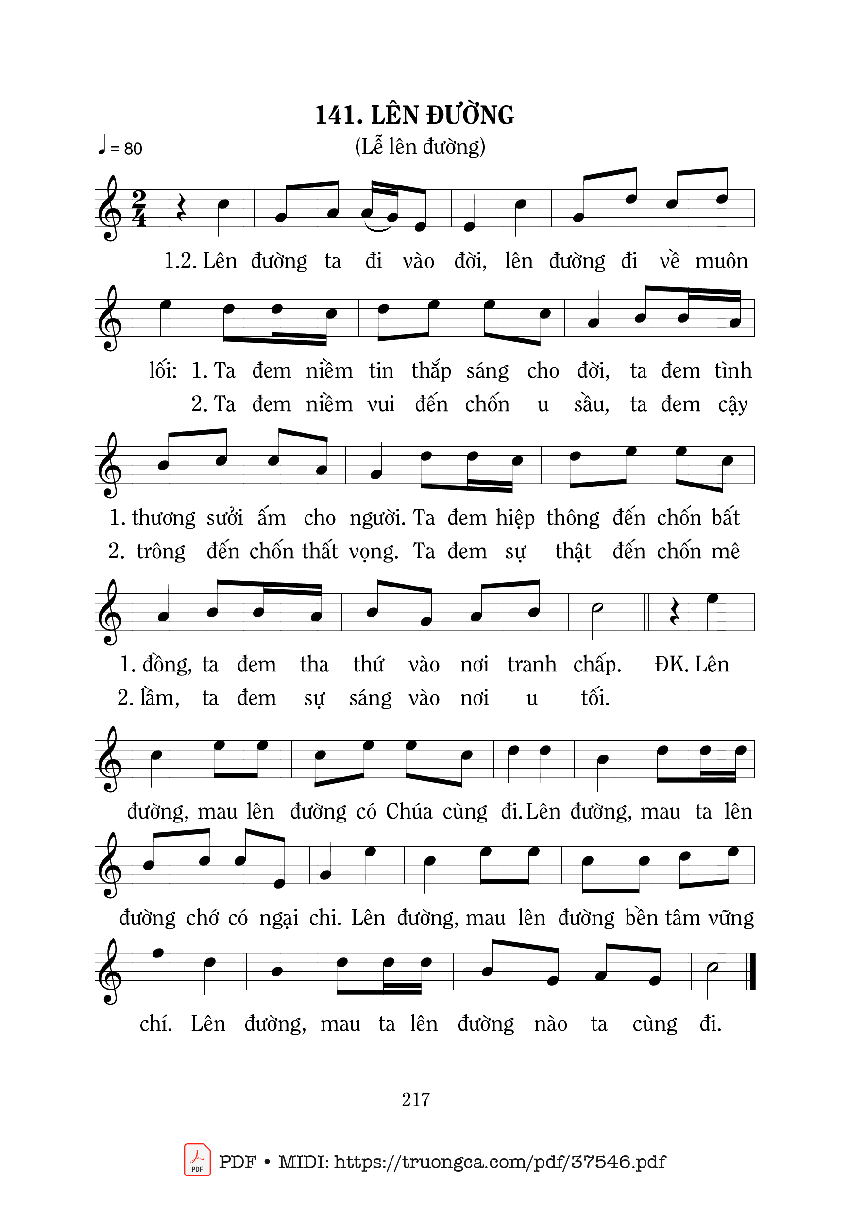 Trang 1 của Sheet nhạc PDF bài hát Lên Đường - Mi Trầm