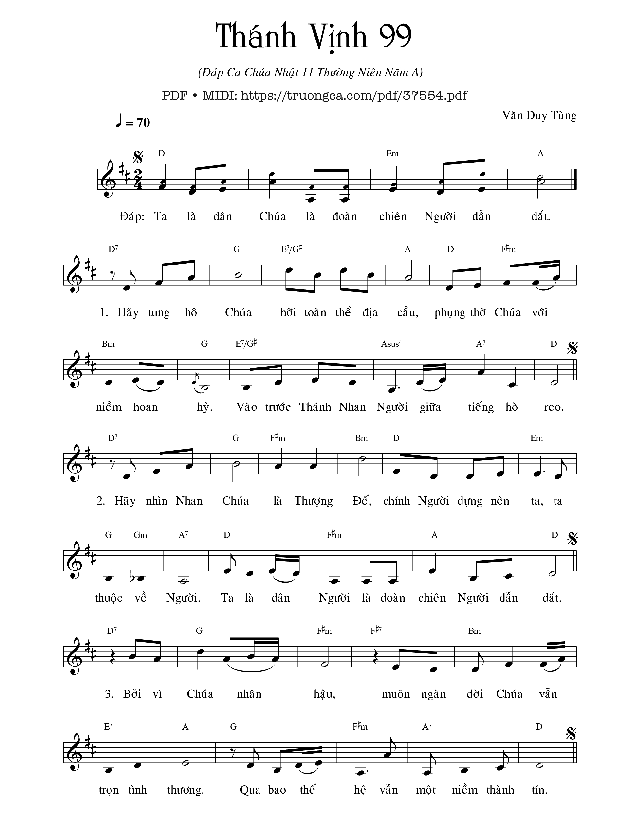 Trang 1 của Sheet nhạc PDF bài hát Thánh Vịnh 99, Chúa Nhật 11A Thường Niên - Văn Duy Tùng