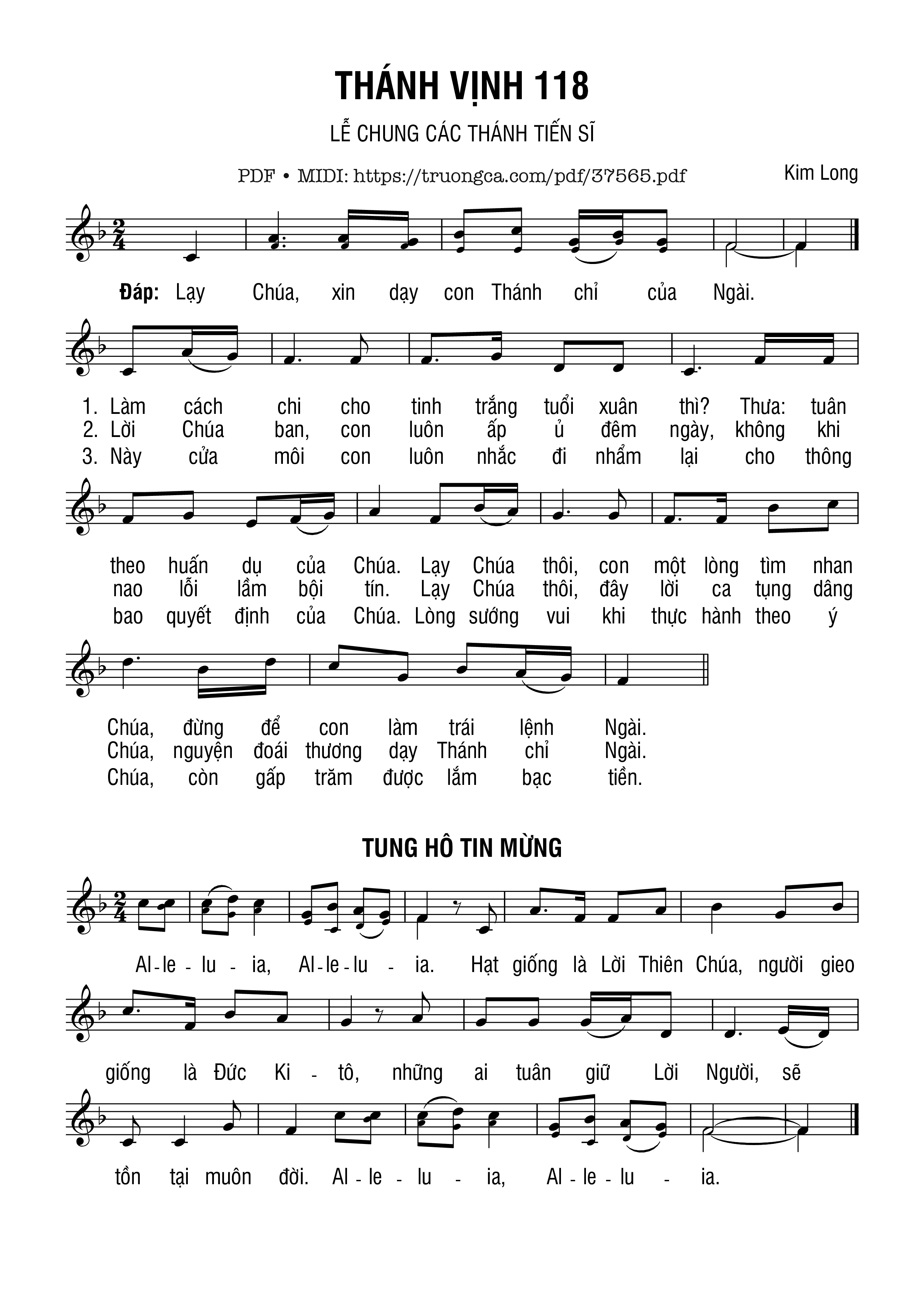 Trang 1 của Sheet nhạc PDF bài hát Thánh Vịnh 118, Lễ Chung Các Thánh Tiến Sĩ - Kim Long