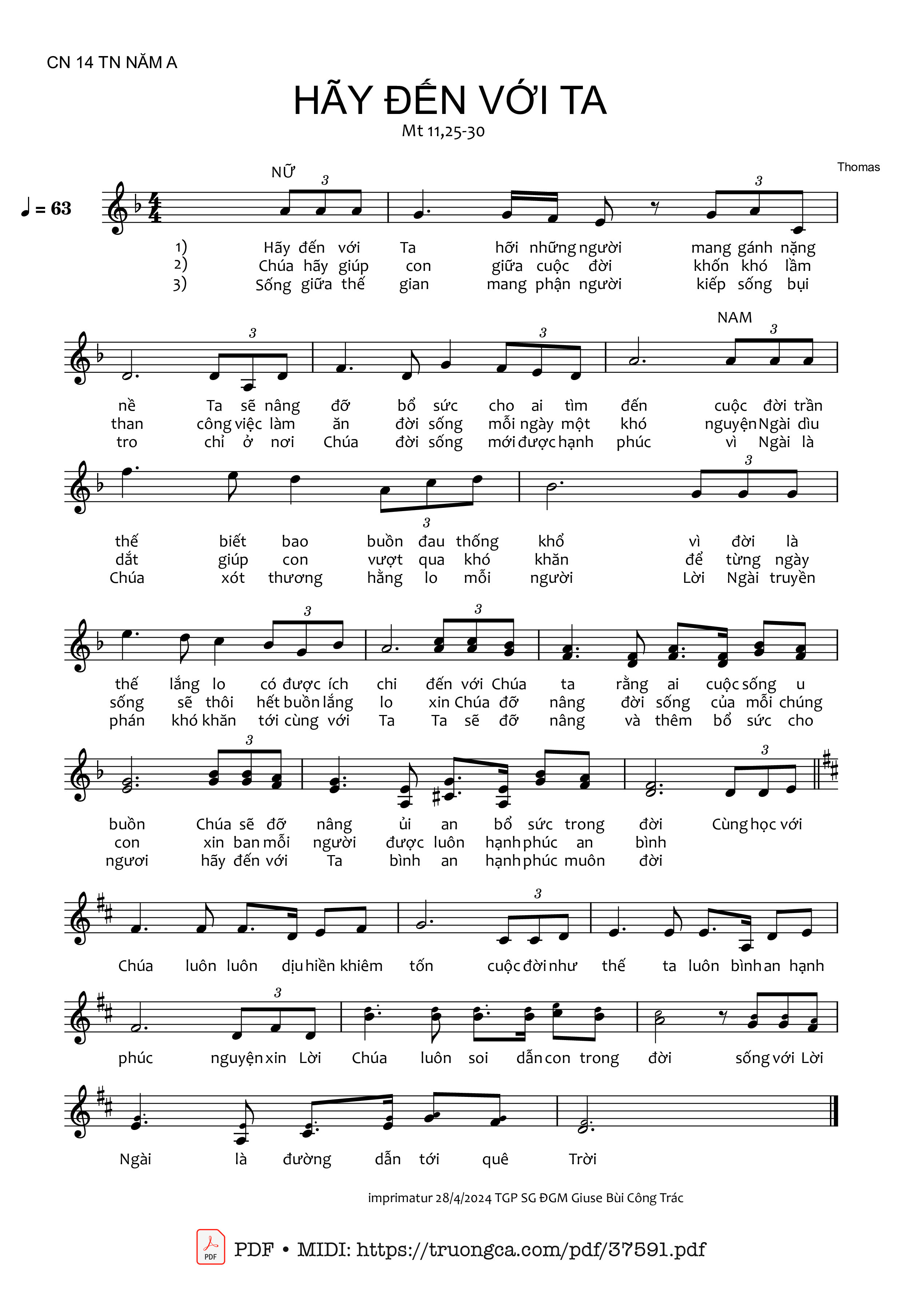 Trang 1 của Sheet nhạc PDF bài hát Hãy Đến Với Ta - Thomas