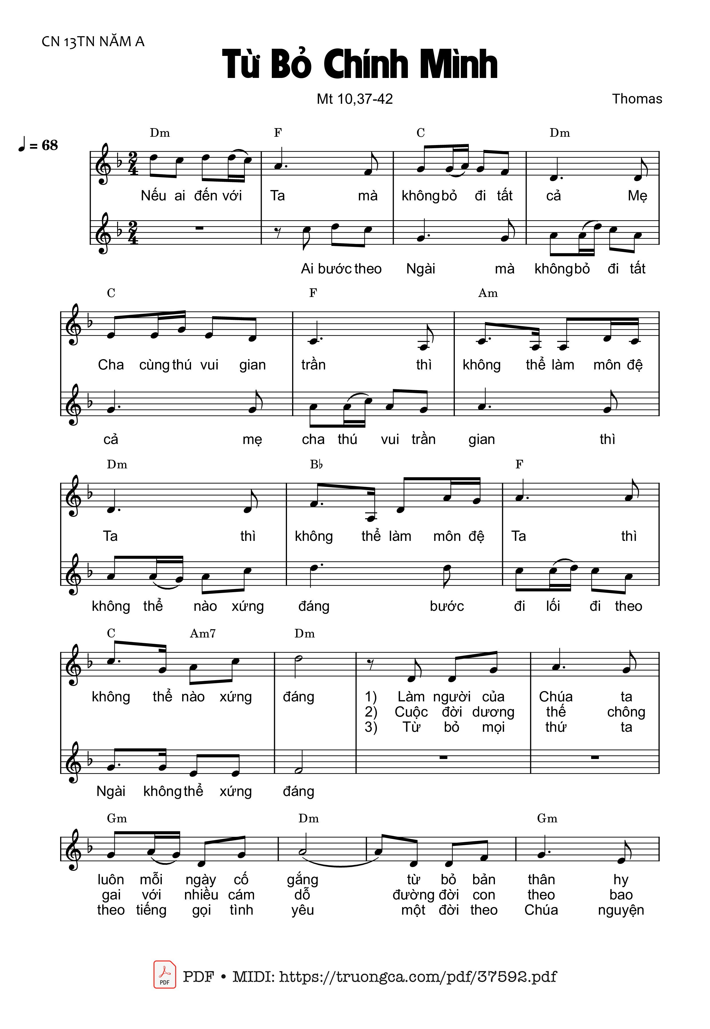 Trang 1 của Sheet nhạc PDF bài hát Từ Bỏ Chính Mình -  Thomas