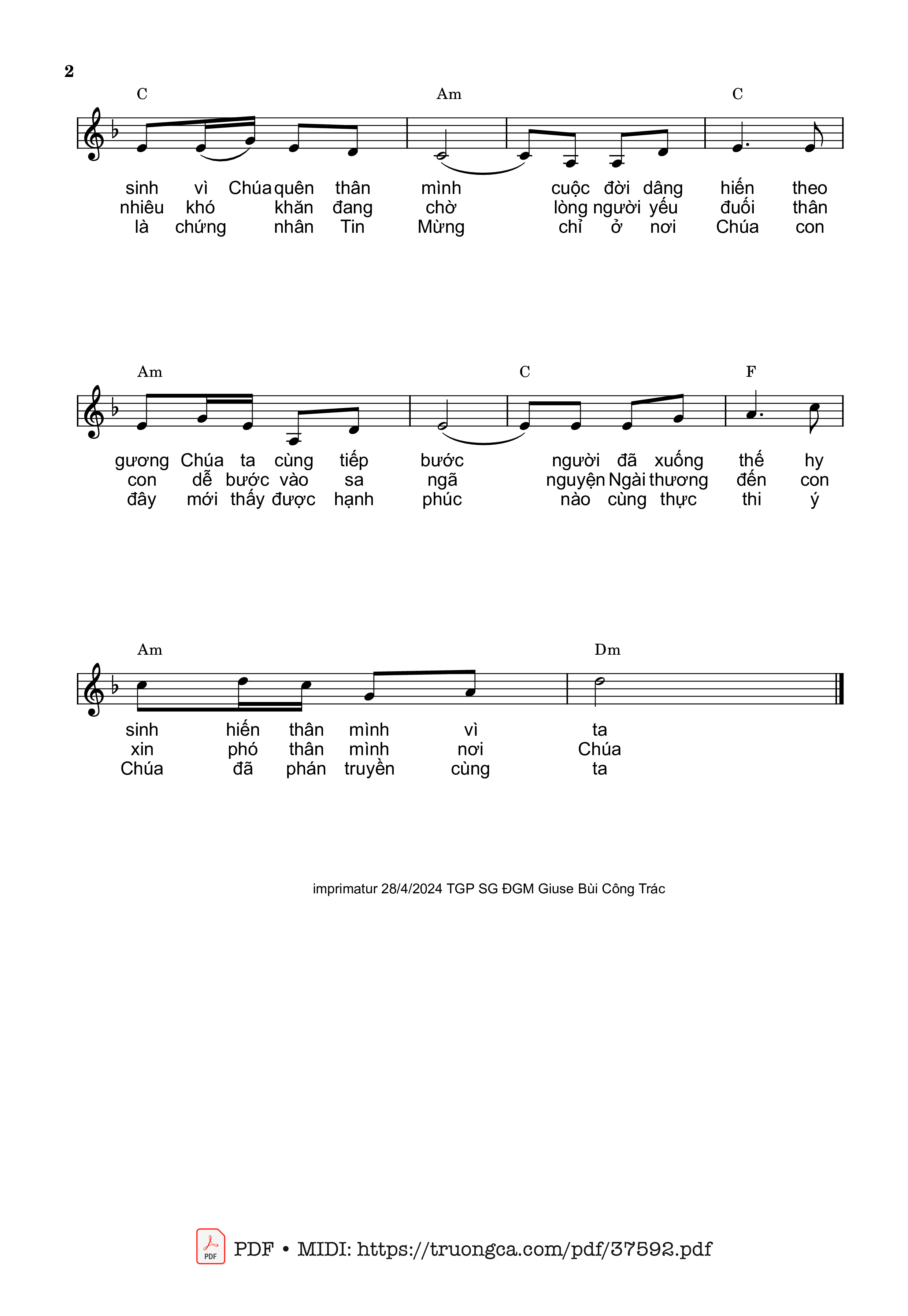 Trang 2 của Sheet nhạc PDF bài hát Từ Bỏ Chính Mình -  Thomas