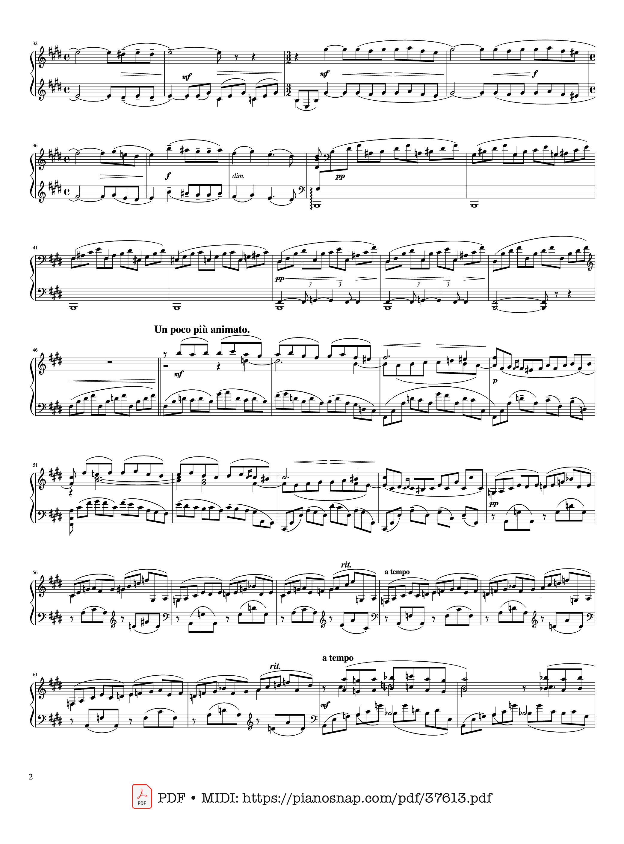 Trang 2 của Sheet nhạc PDF Piano bài hát Piano Concerto No. 2 (Op. 18) - 2nd Movement - Sergei Rachmaninoff