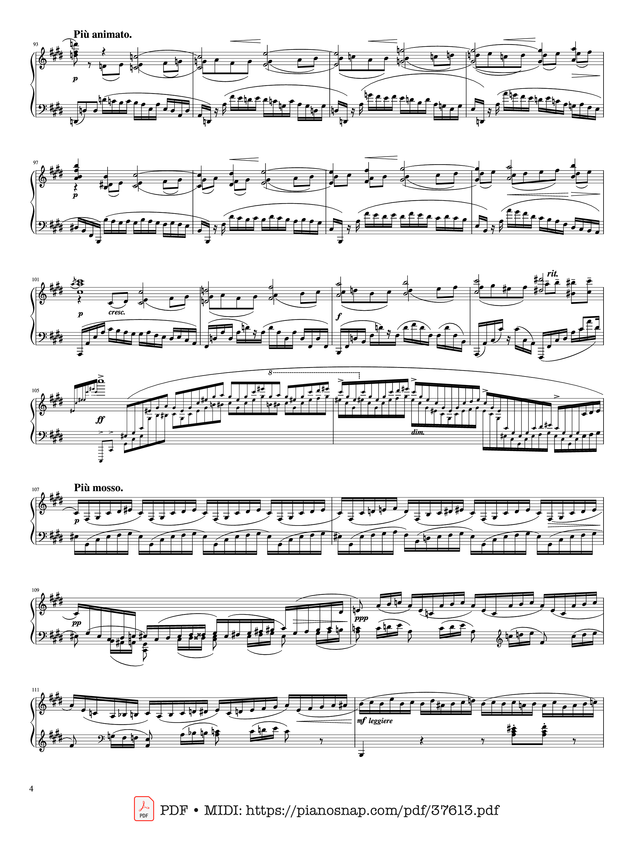 Trang 4 của Sheet nhạc PDF Piano bài hát Piano Concerto No. 2 (Op. 18) - 2nd Movement - Sergei Rachmaninoff