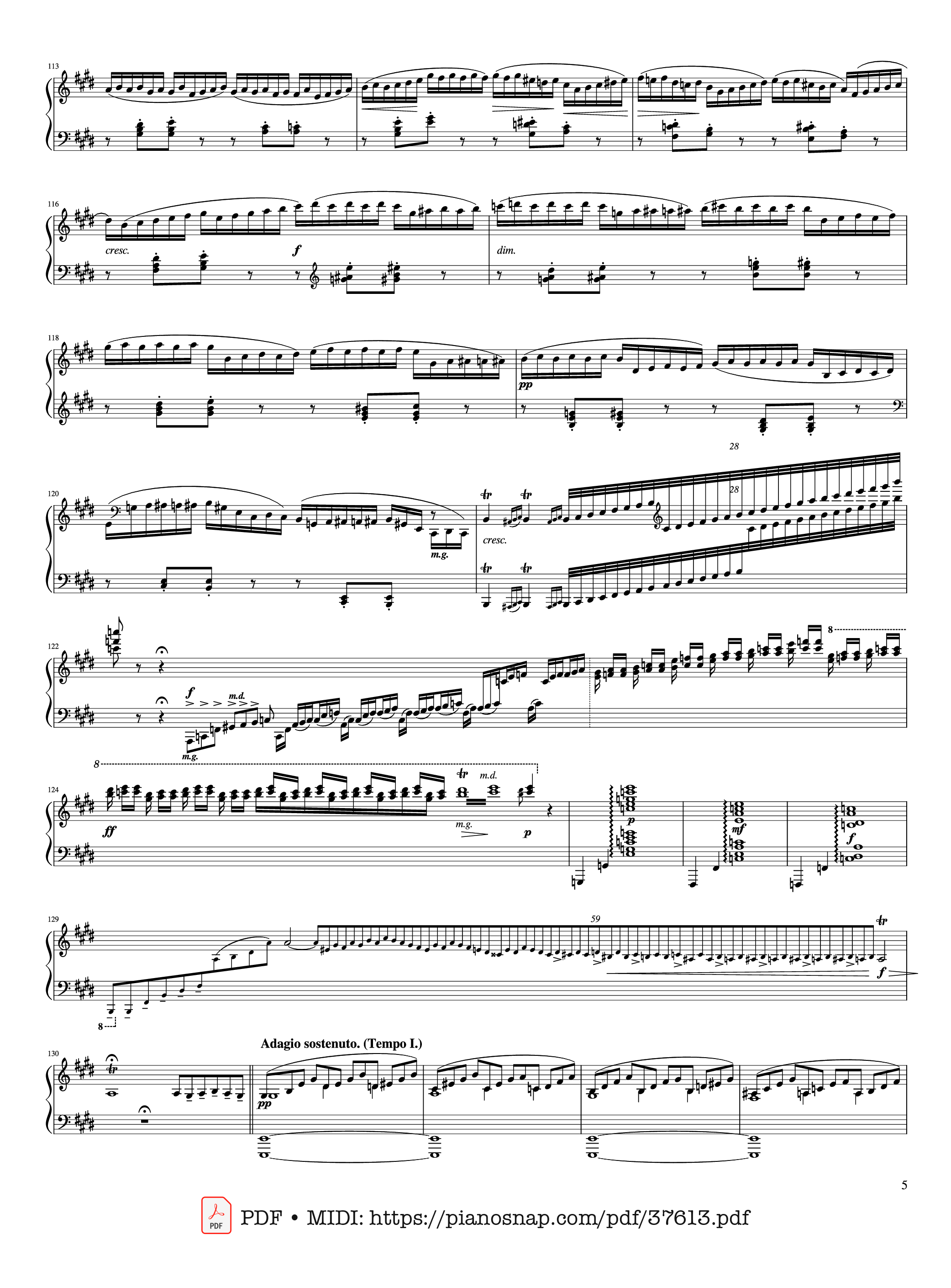 Trang 5 của Sheet nhạc PDF Piano bài hát Piano Concerto No. 2 (Op. 18) - 2nd Movement - Sergei Rachmaninoff