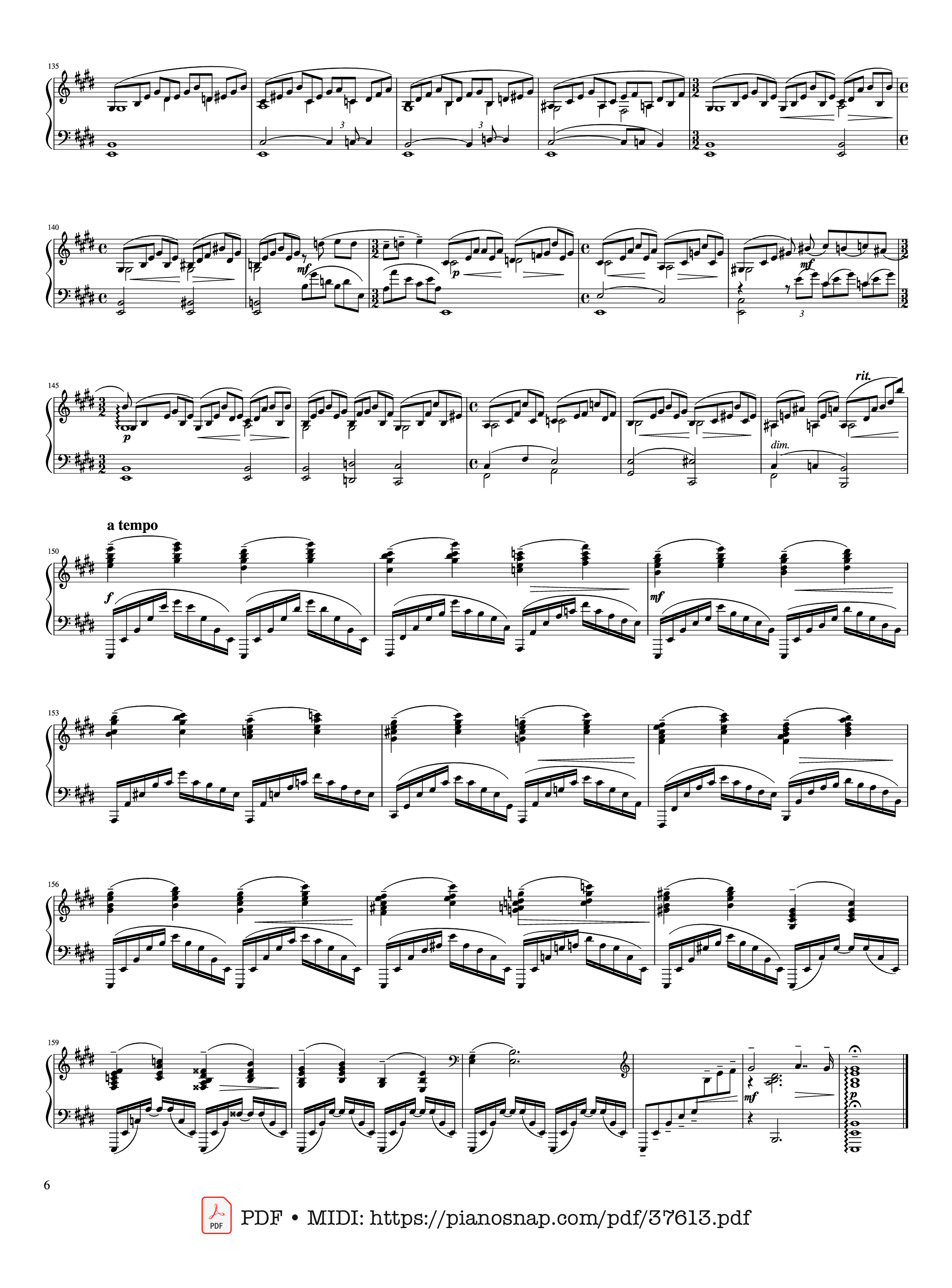 Trang 6 của Sheet nhạc PDF Piano bài hát Piano Concerto No. 2 (Op. 18) - 2nd Movement - Sergei Rachmaninoff